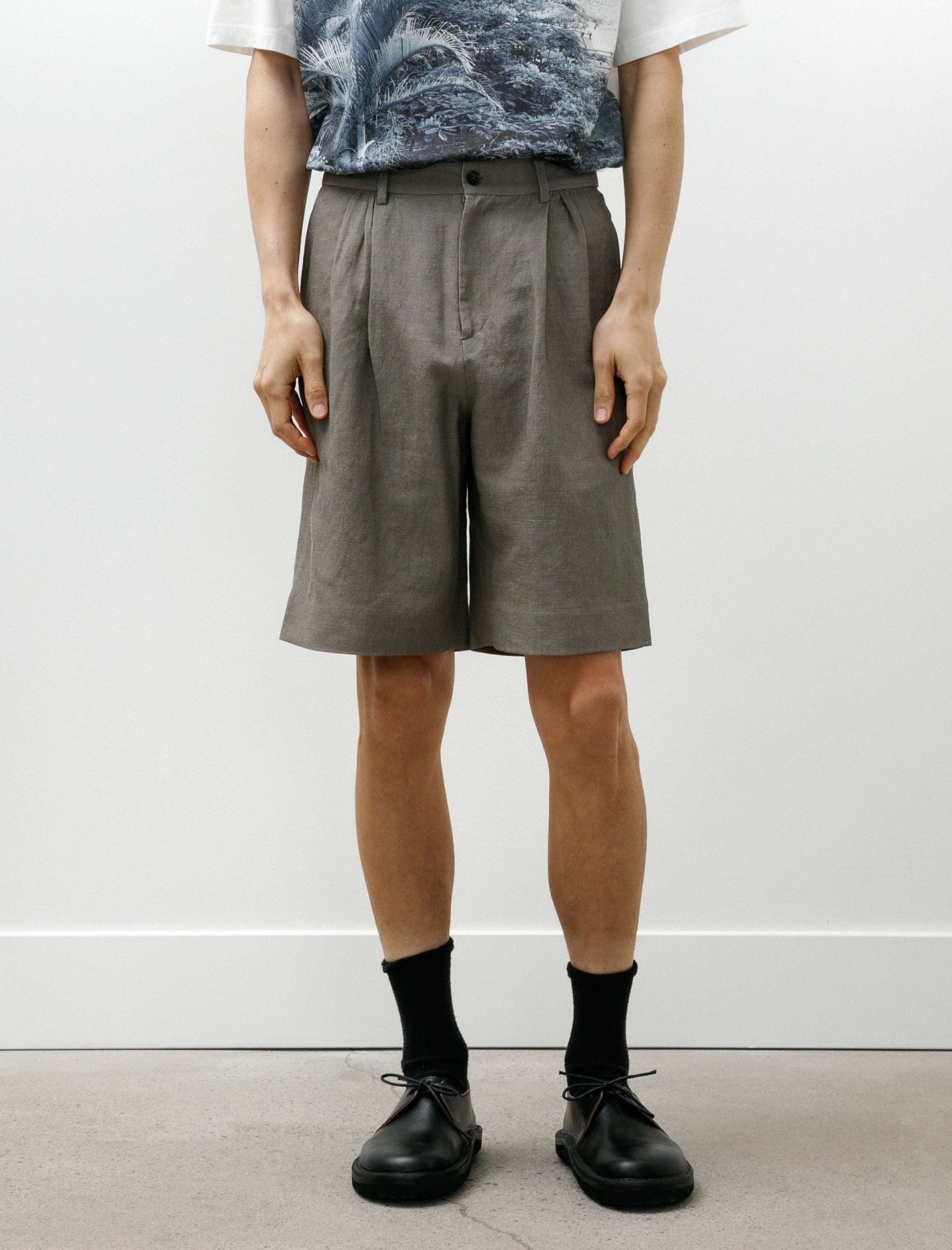 Seya Spring Short Pants Kersey Chambray Linen Clay
