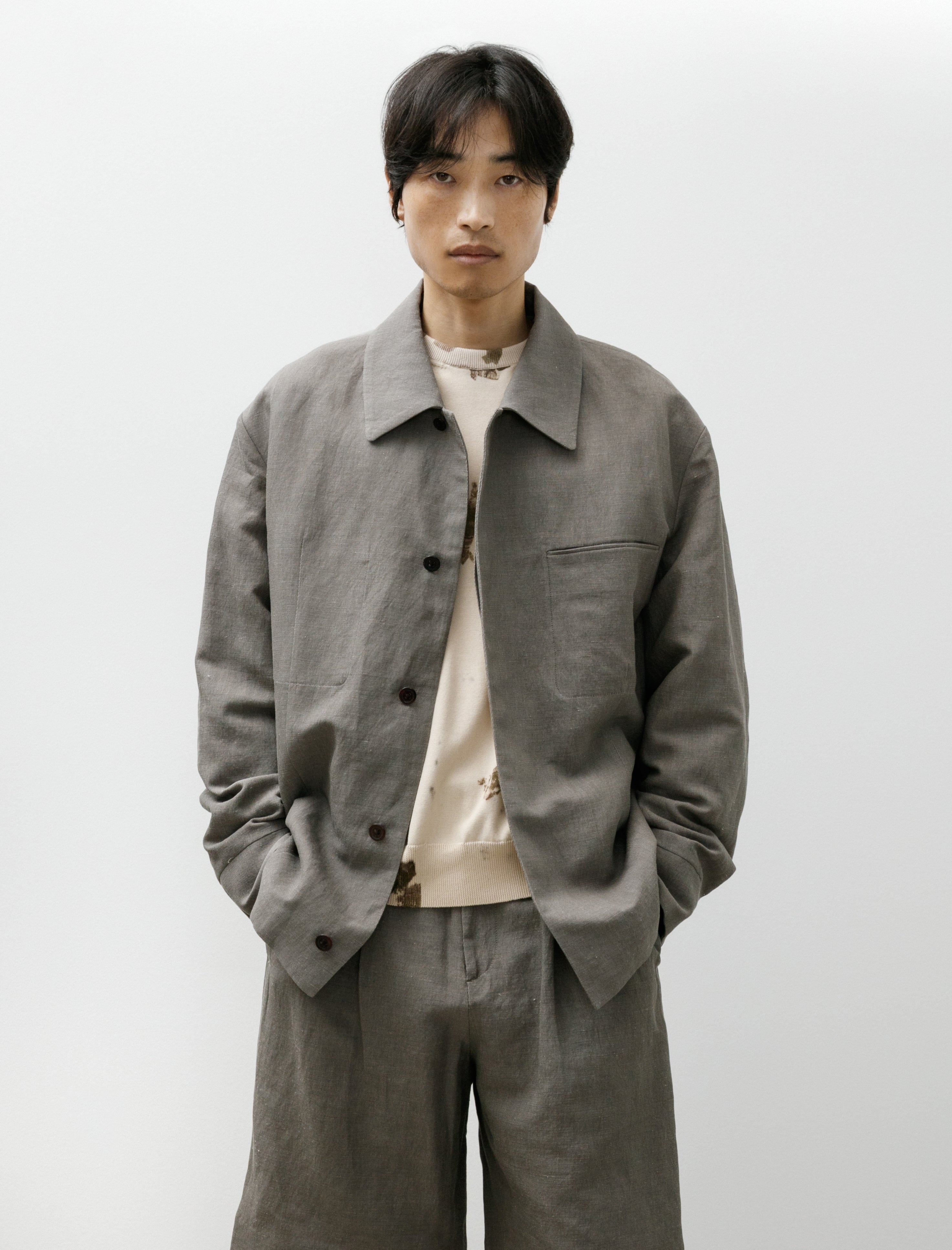 Seya Lao Blouson Kersey Chambray Linen Clay