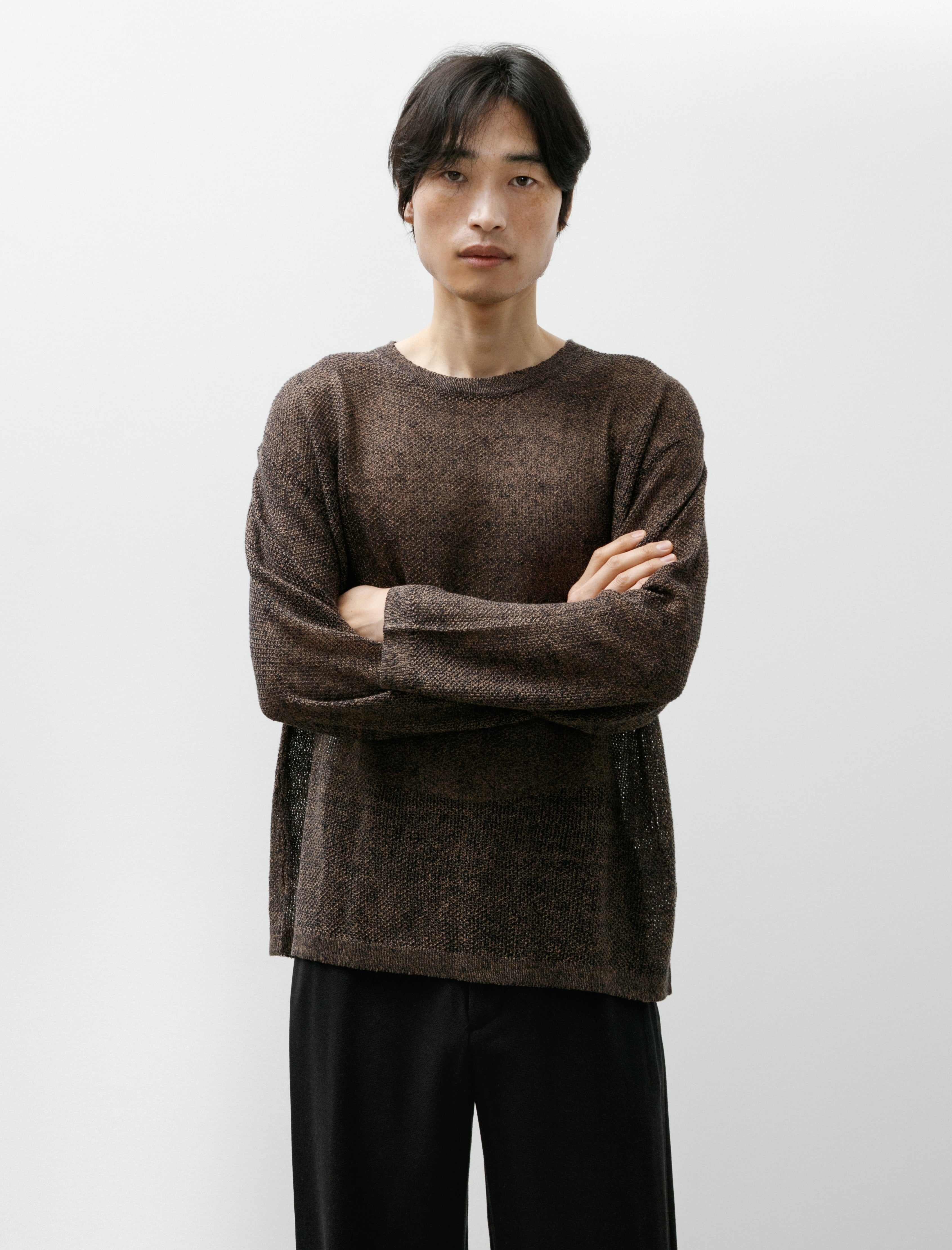 Seya Komorebi Sweater Large GG Kanoko Indigo X Mud Melange