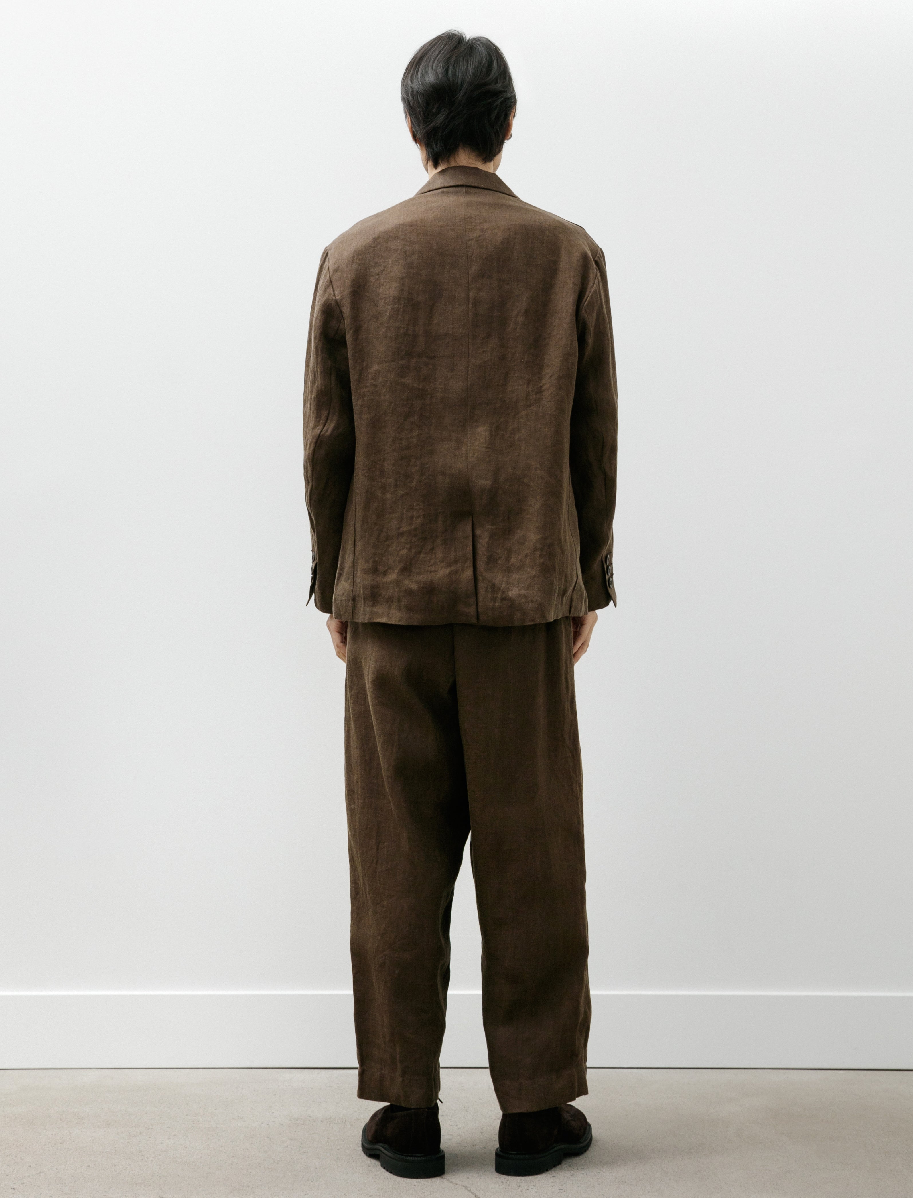 Evan Kinori Two Pleat Pant Sumi Ink Hemp Twill Dark Olive