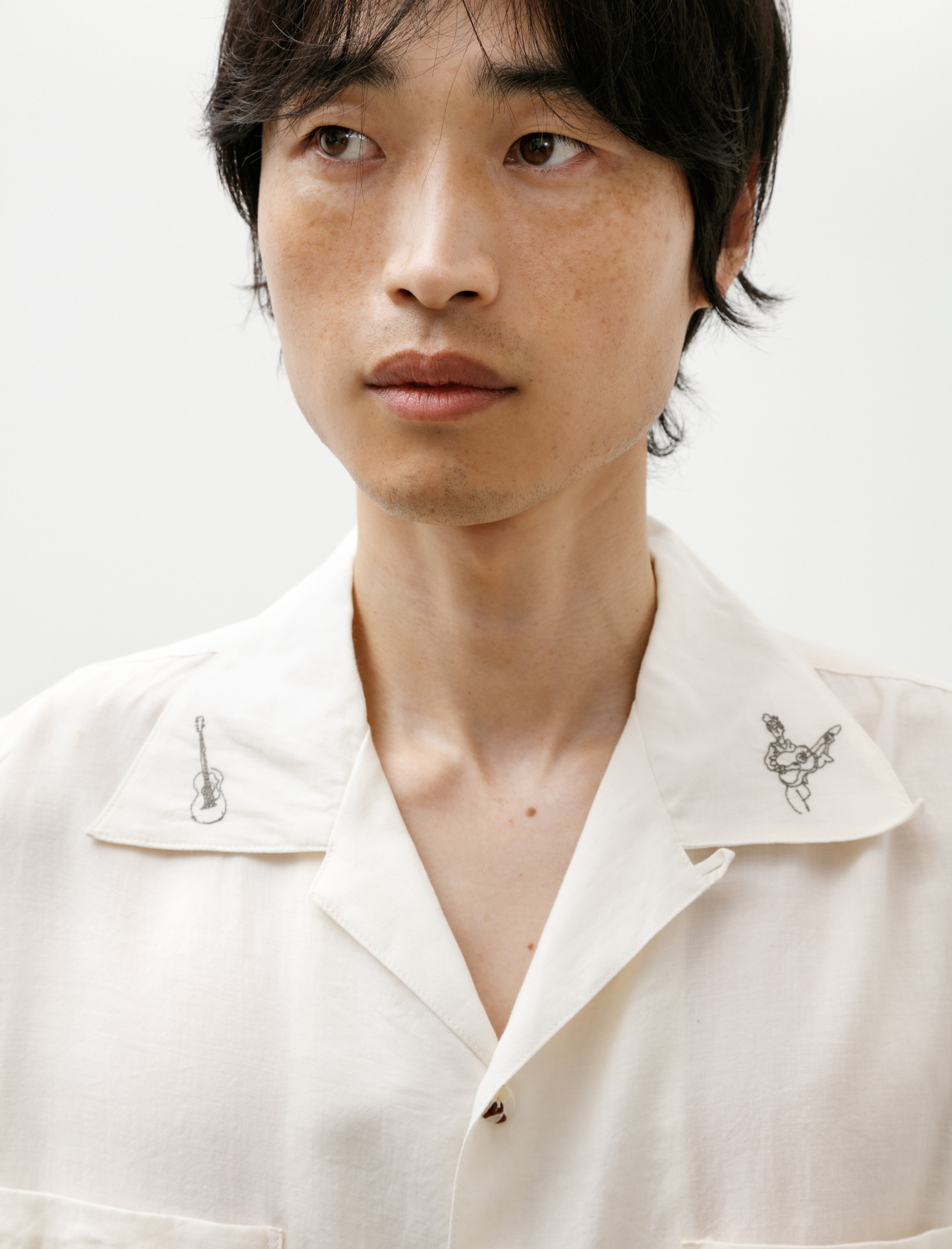 Blackbird Open Collar Shirt Ecru