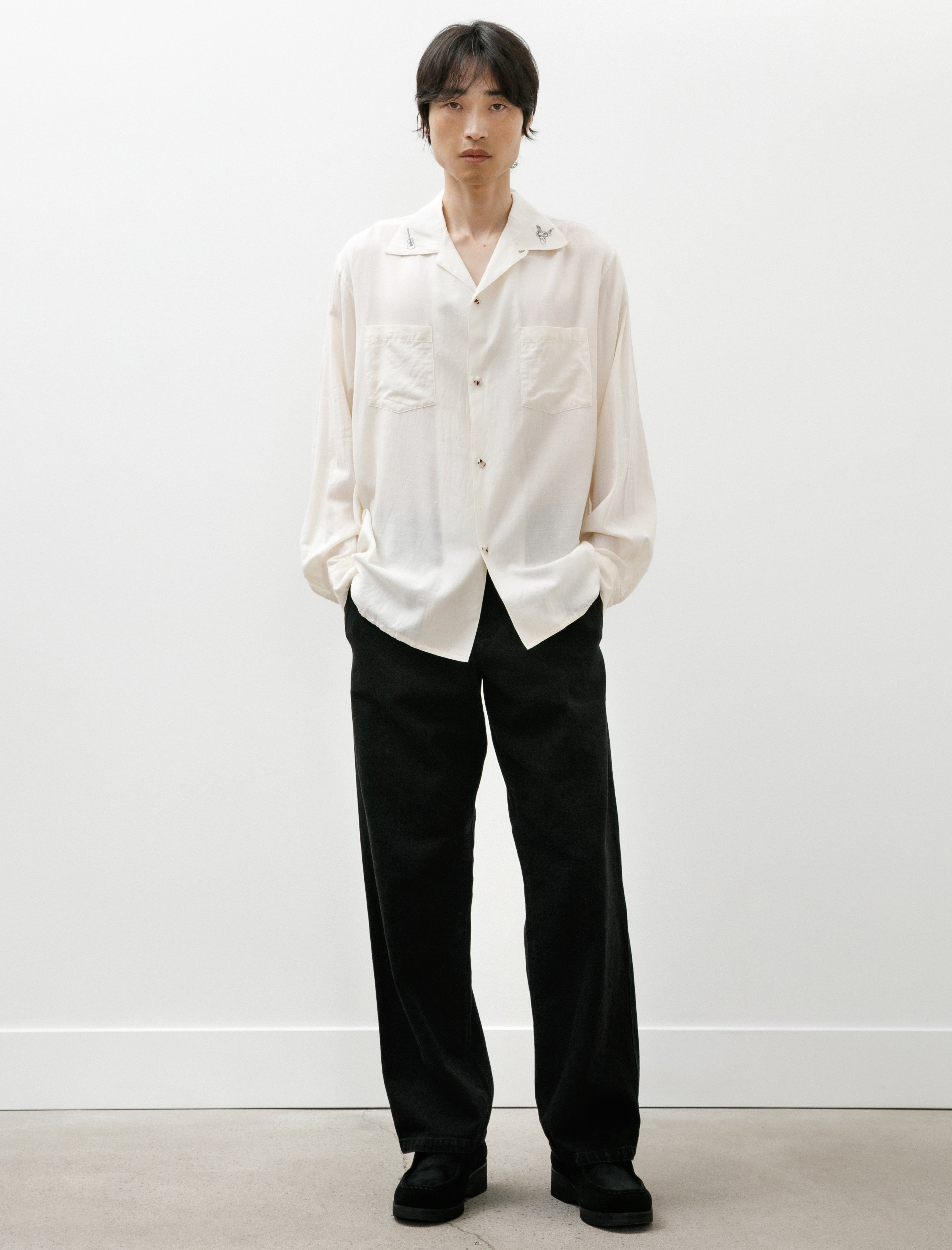 Blackbird Open Collar Shirt Ecru