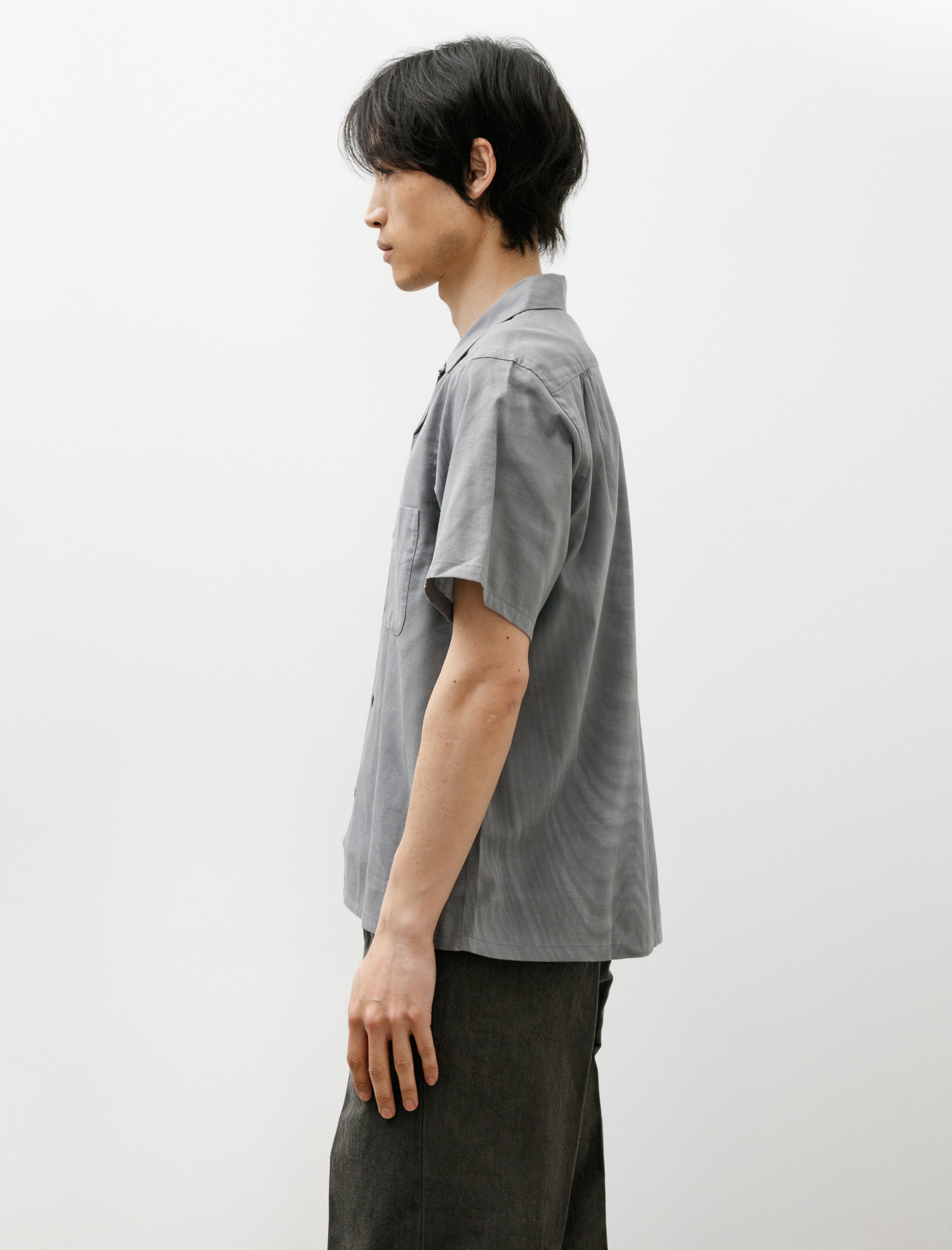 Taiga Takahashi Lot 113 Open Collar Shirt Akitasugi Dark Blue
