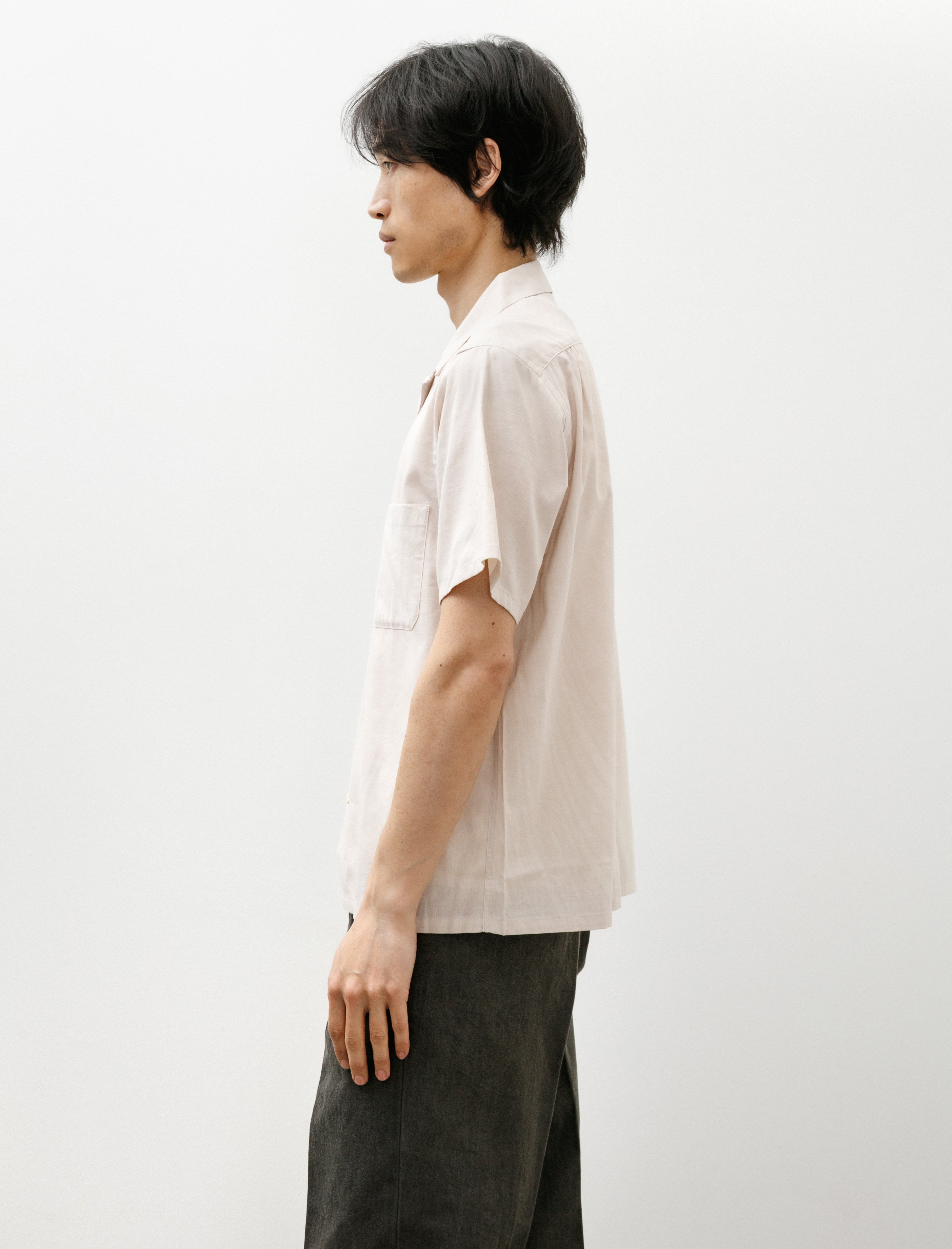 Taiga Takahashi Lot 113 Open Collar Shirt Akitasugi Beige
