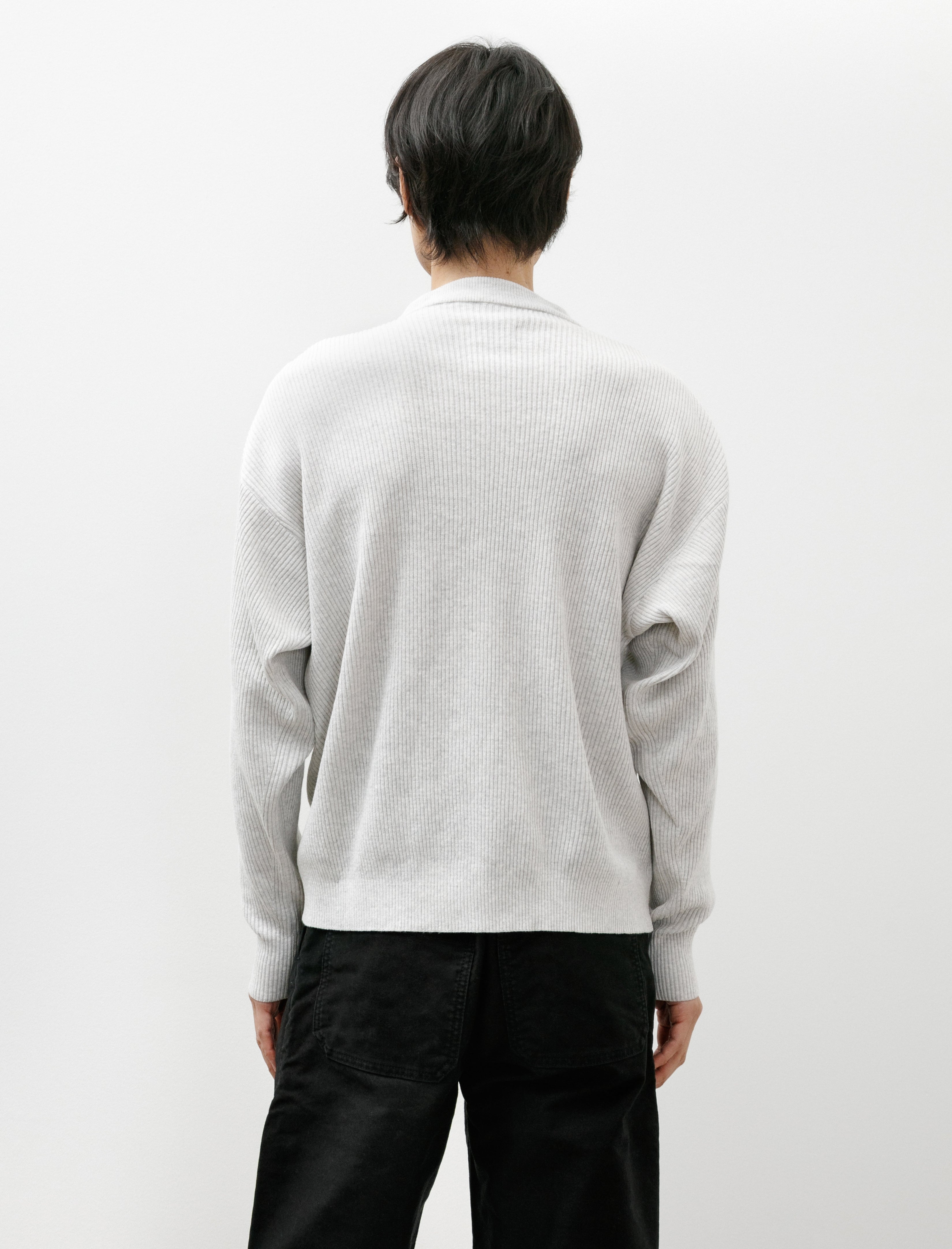 Arpenteur Standard Rib Knit Polo Pale Grey