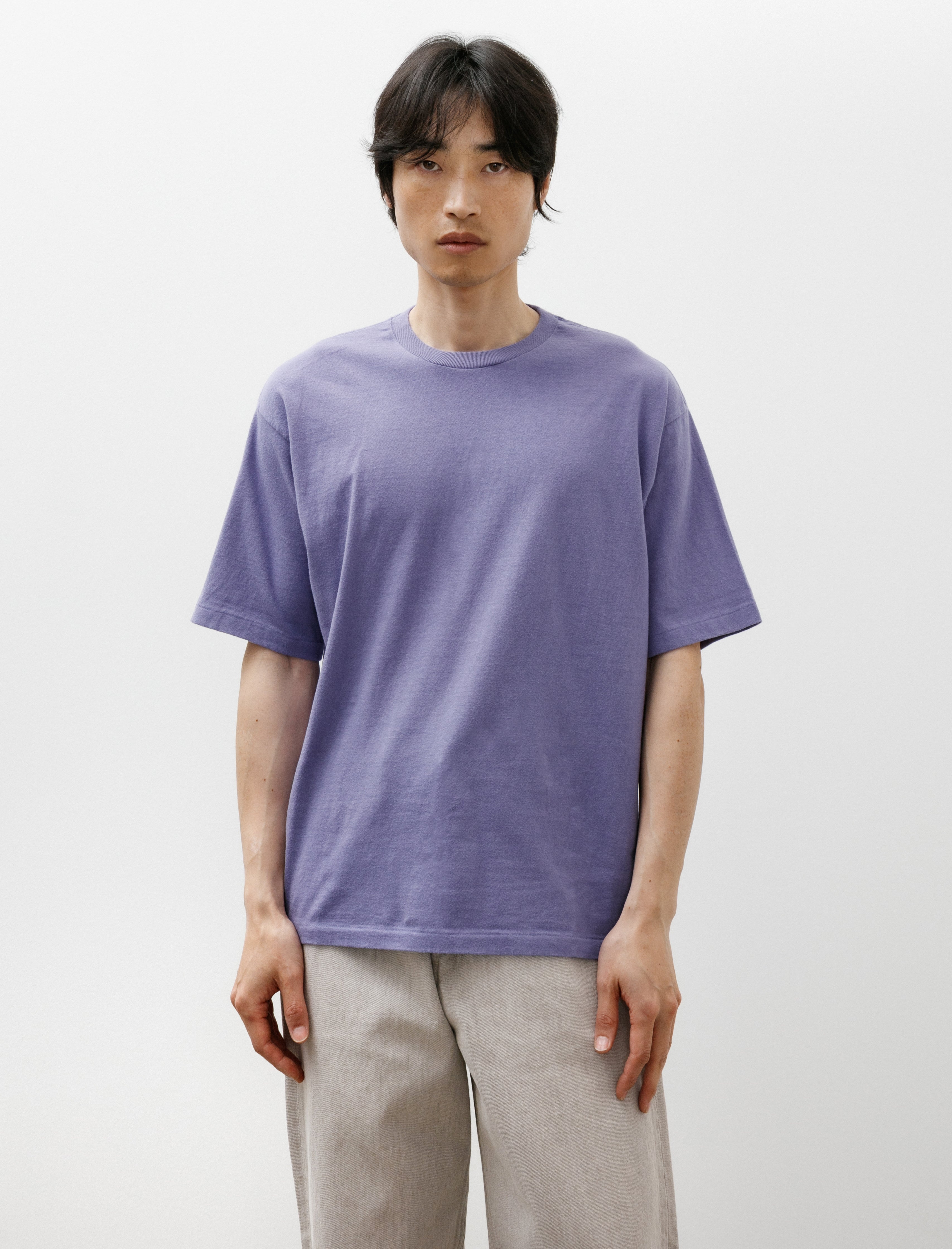 Auralee Brushed Organic Cotton Jersey Tee Light Purple