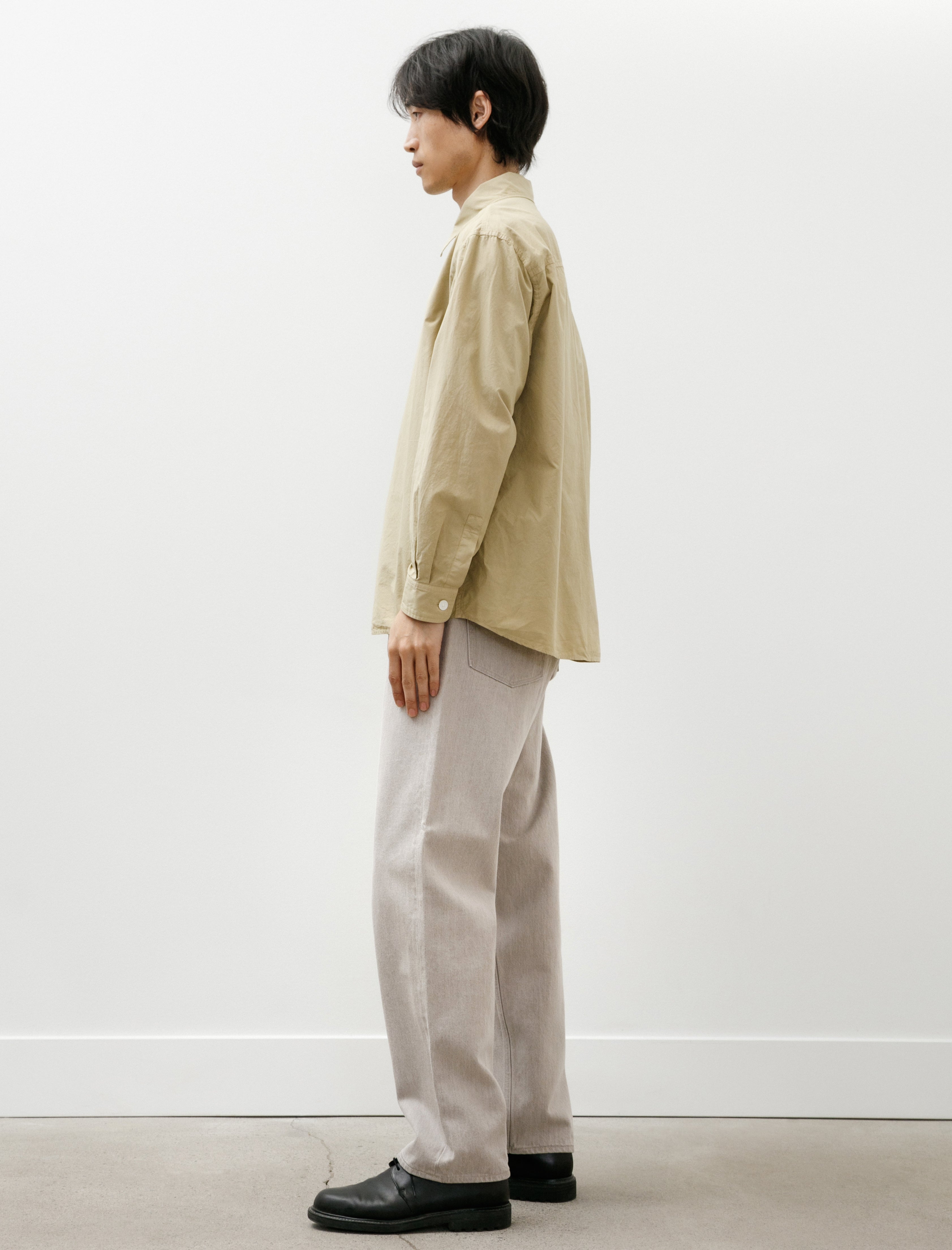 Auralee Garment-Dyed Finx Shuttle Weather Shirt Khaki Beige