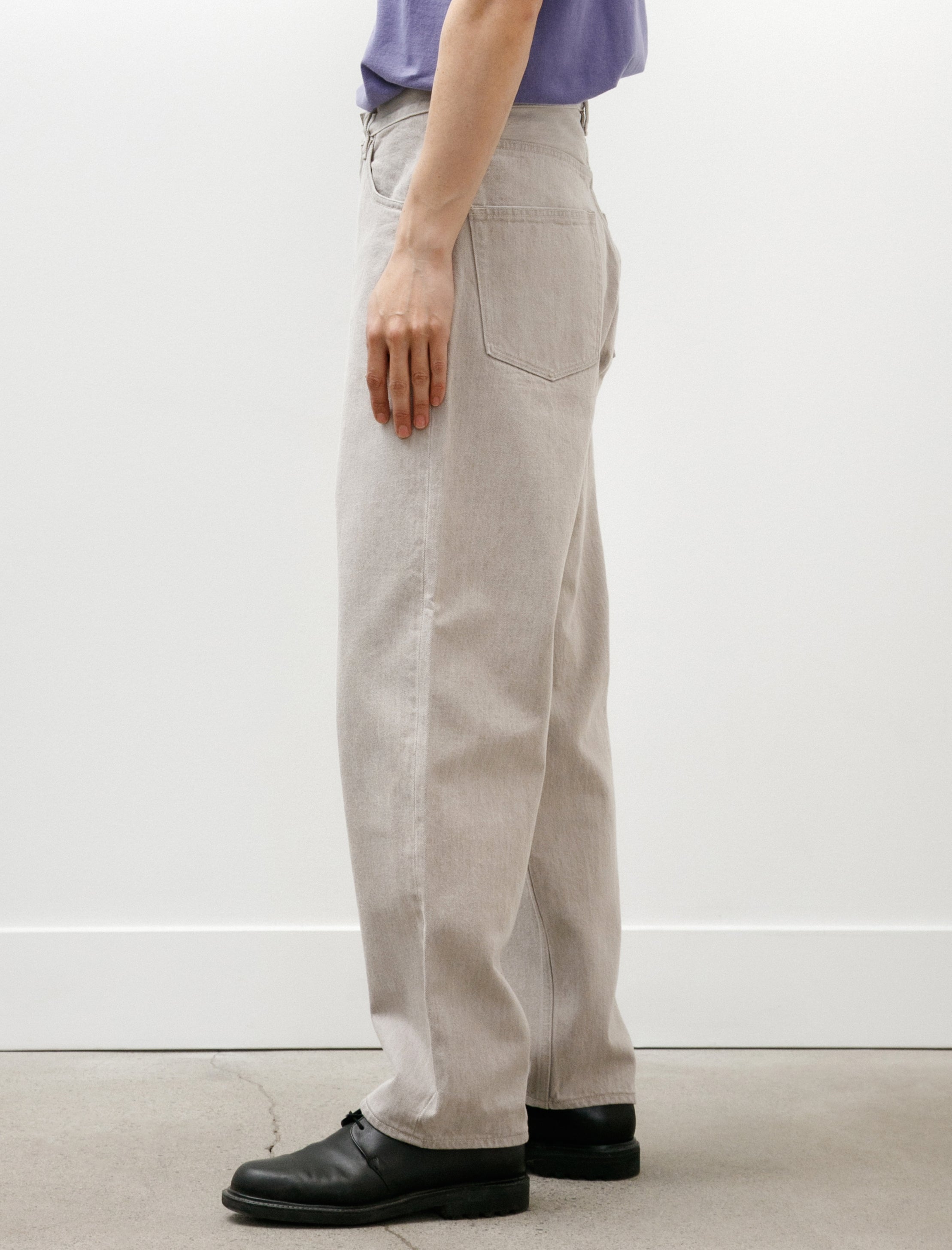 Auralee Faded Hard Twist Brown Denim Wide Pants Light Grey