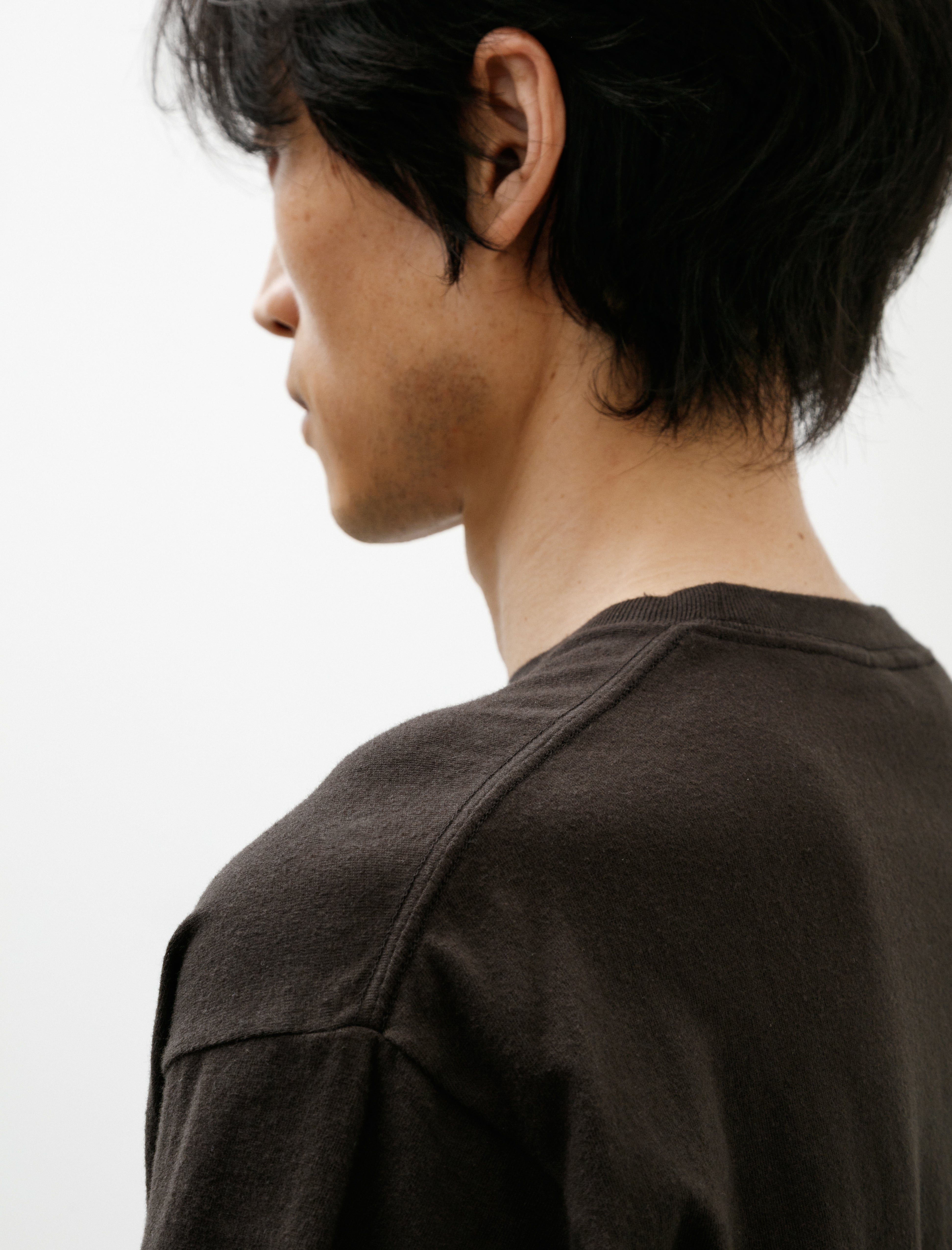Auralee Brushed Organic Cotton Jersey Tee Ink Black