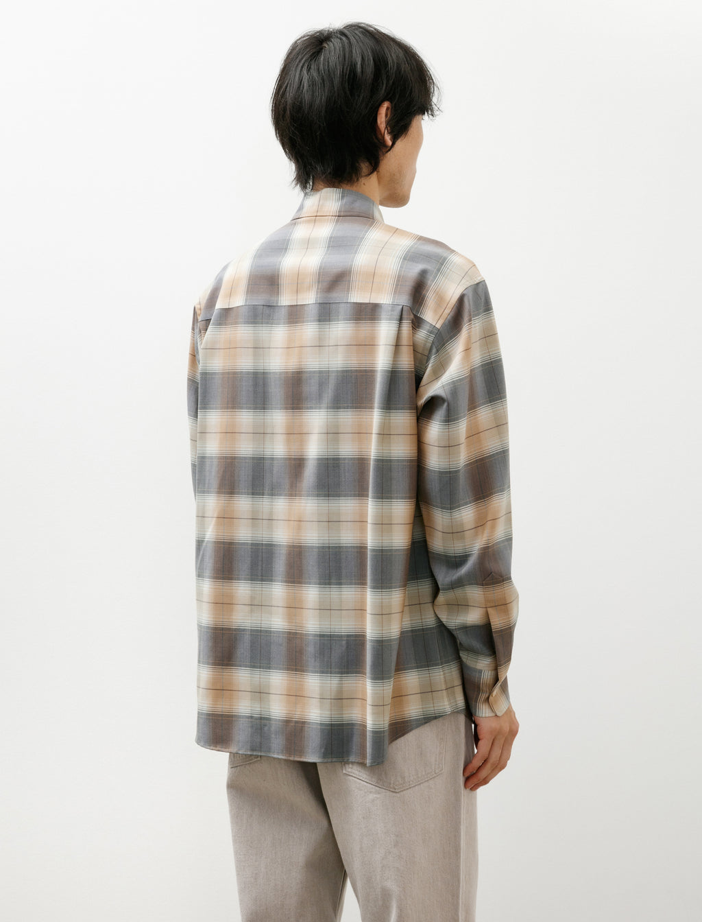 Auralee Super Light Wool Check Shirt Light Brown Check – Neighbour