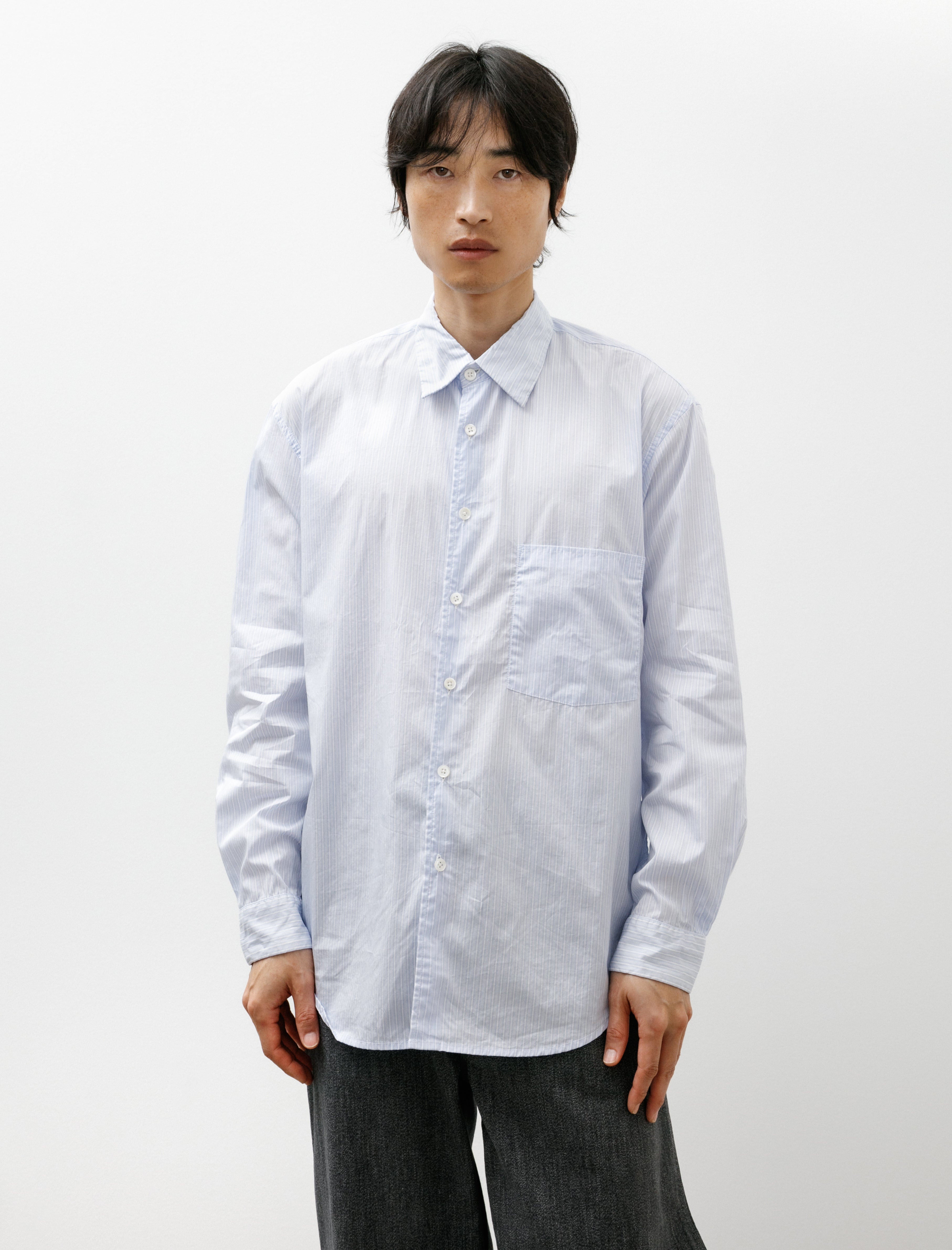 Oliver Church Classic Soft Shirt Italian Poplin Blue Stripe