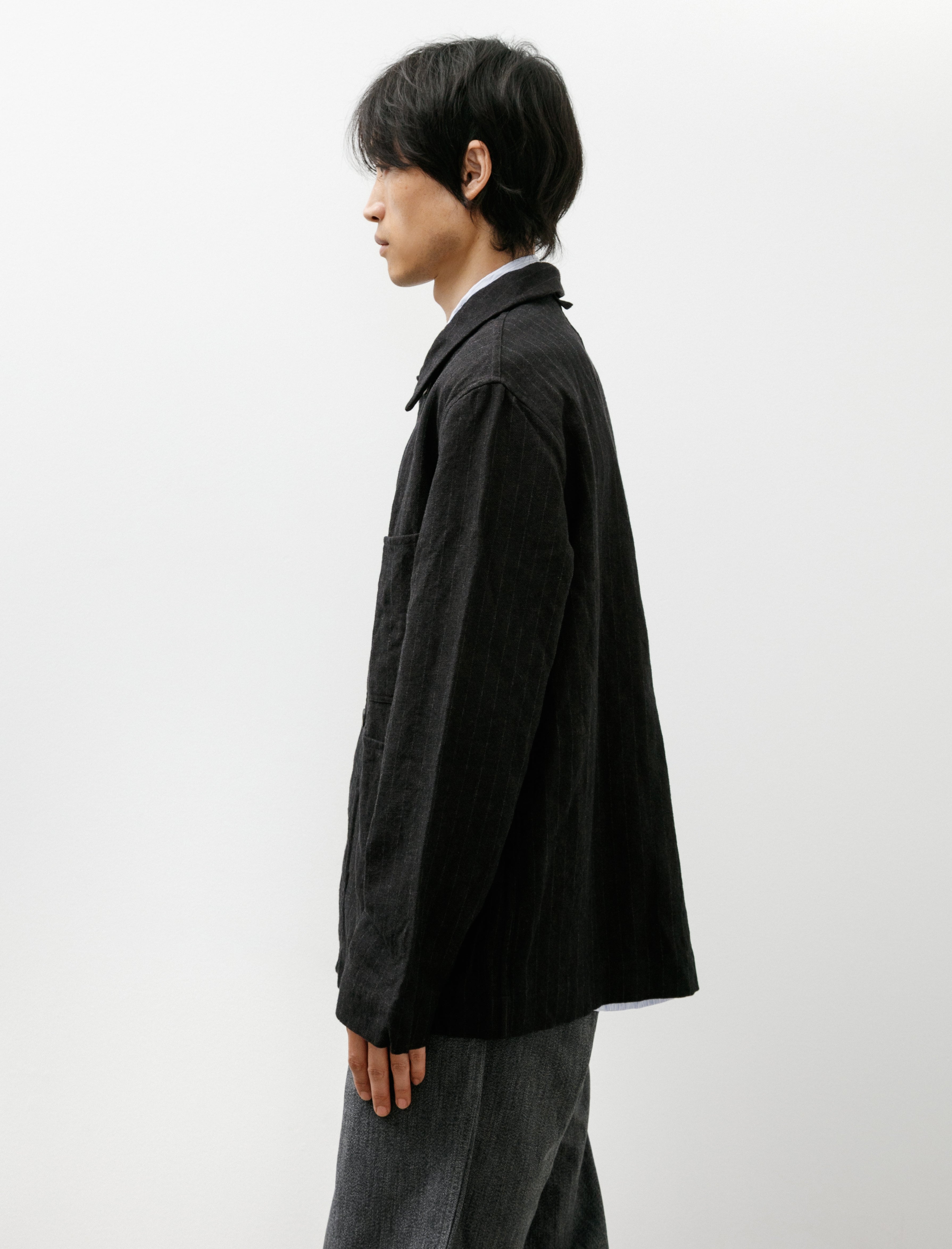 Oliver Church 3 Pocket Jacket Vintage Japanese Wool Linen Black