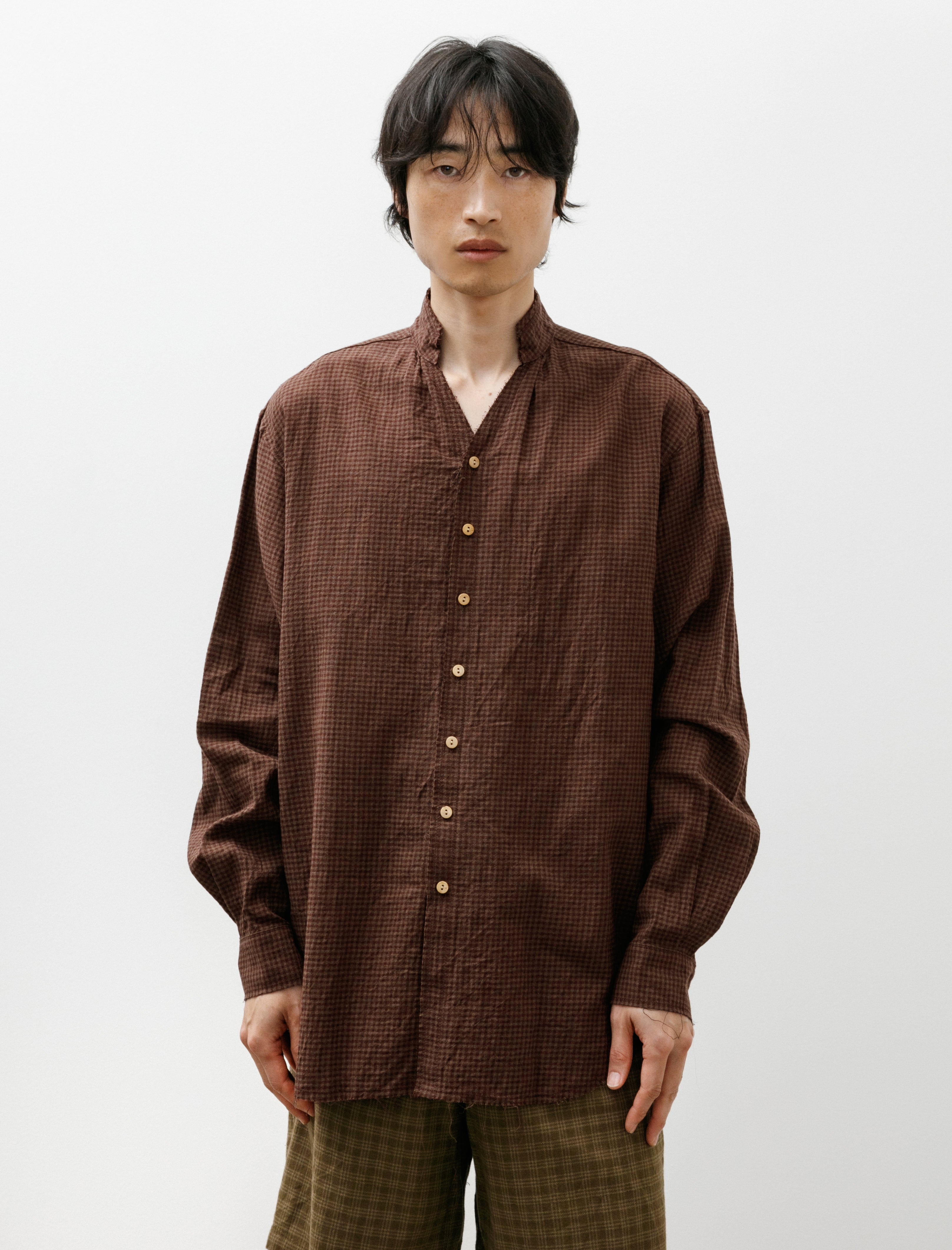 Blackbird Cut Off Collar Shirt Check