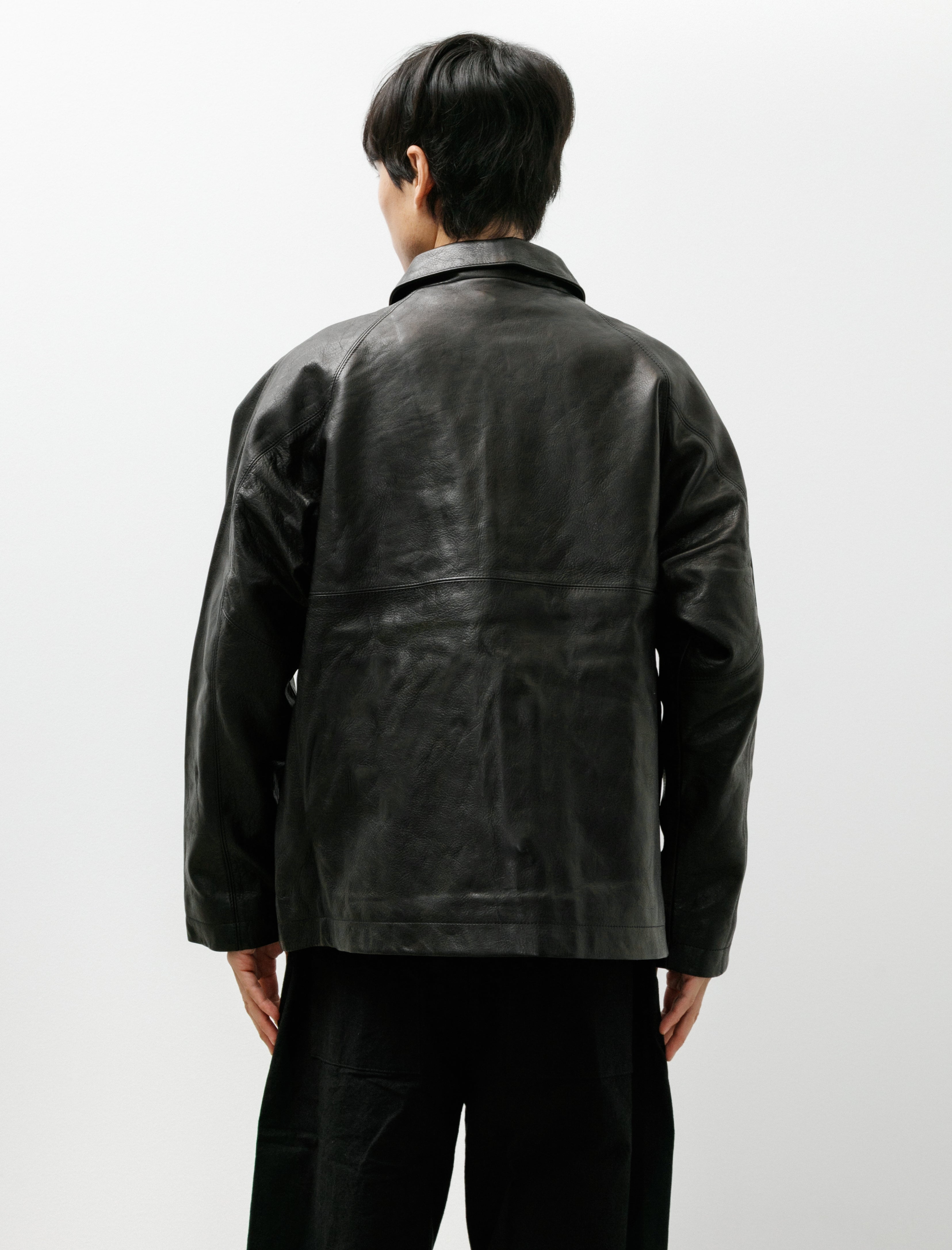 MAN-TLE R21 Leather-3 Boat Shirt Black Hide