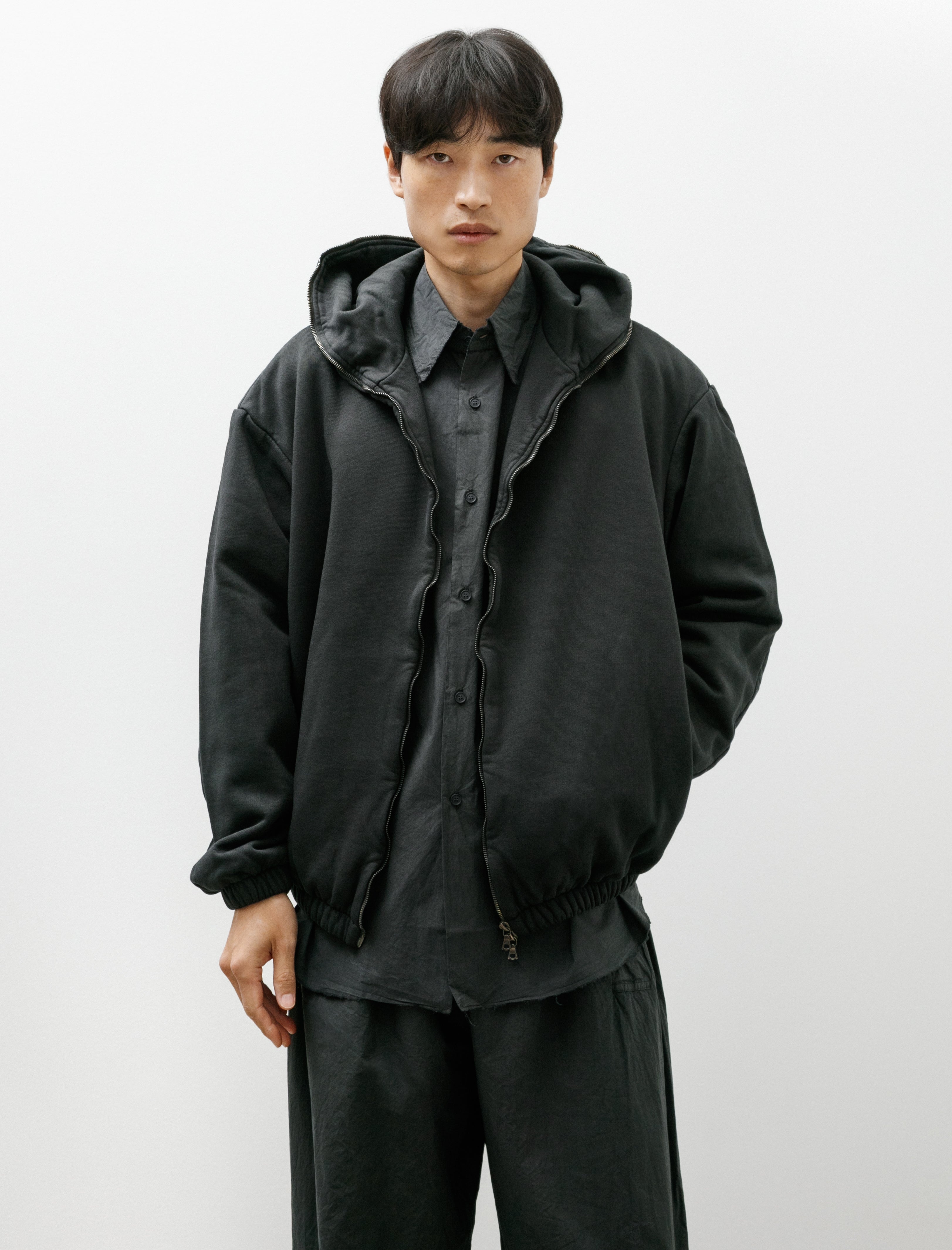 Gabriela Coll No.216 Fleece Hooded Zipper Jacket Black