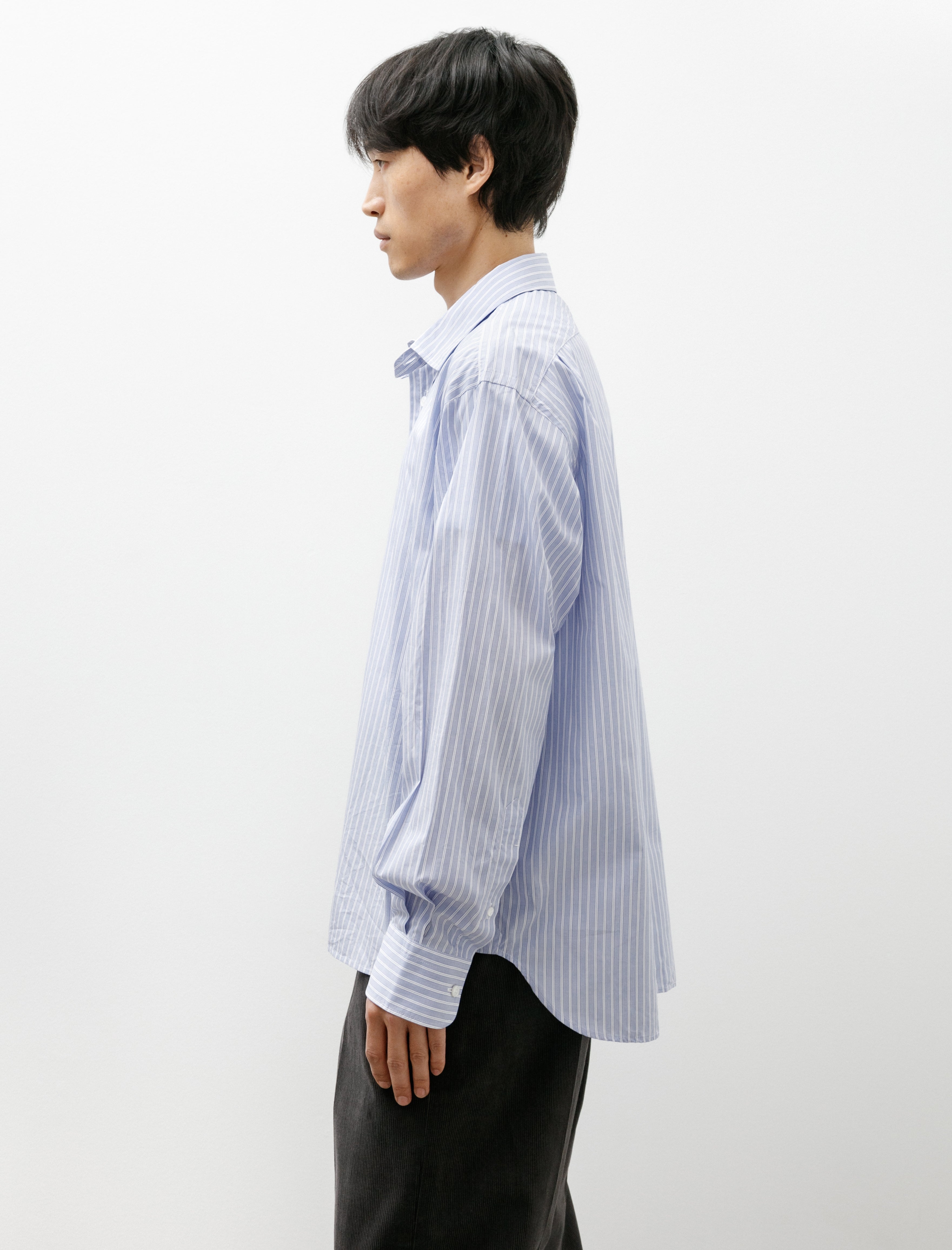 Salon C. Lundman Double Collar Shirt Clear Blue Stripe