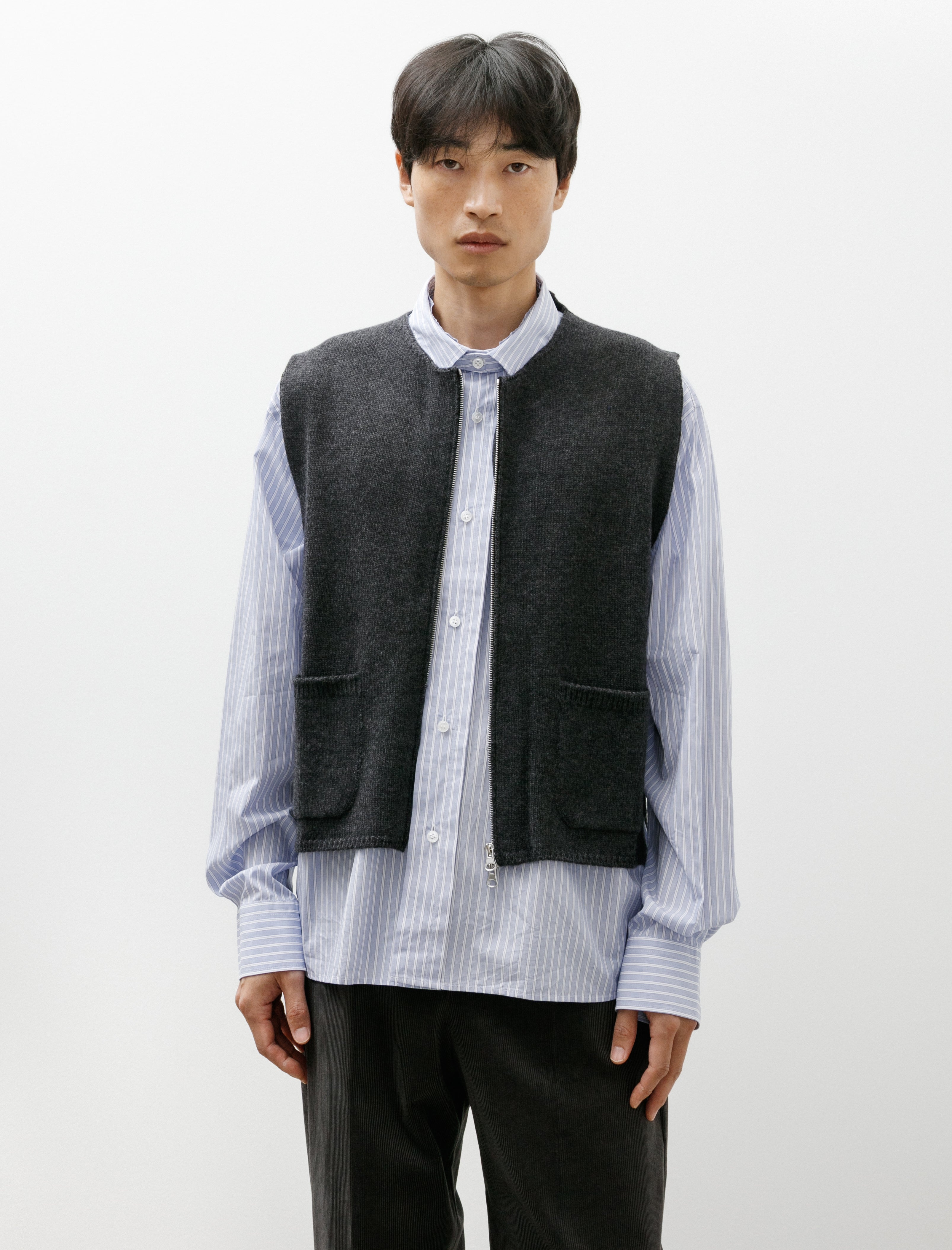 Salon C. Lundman Zip Gilet Wool Cashmere Grey