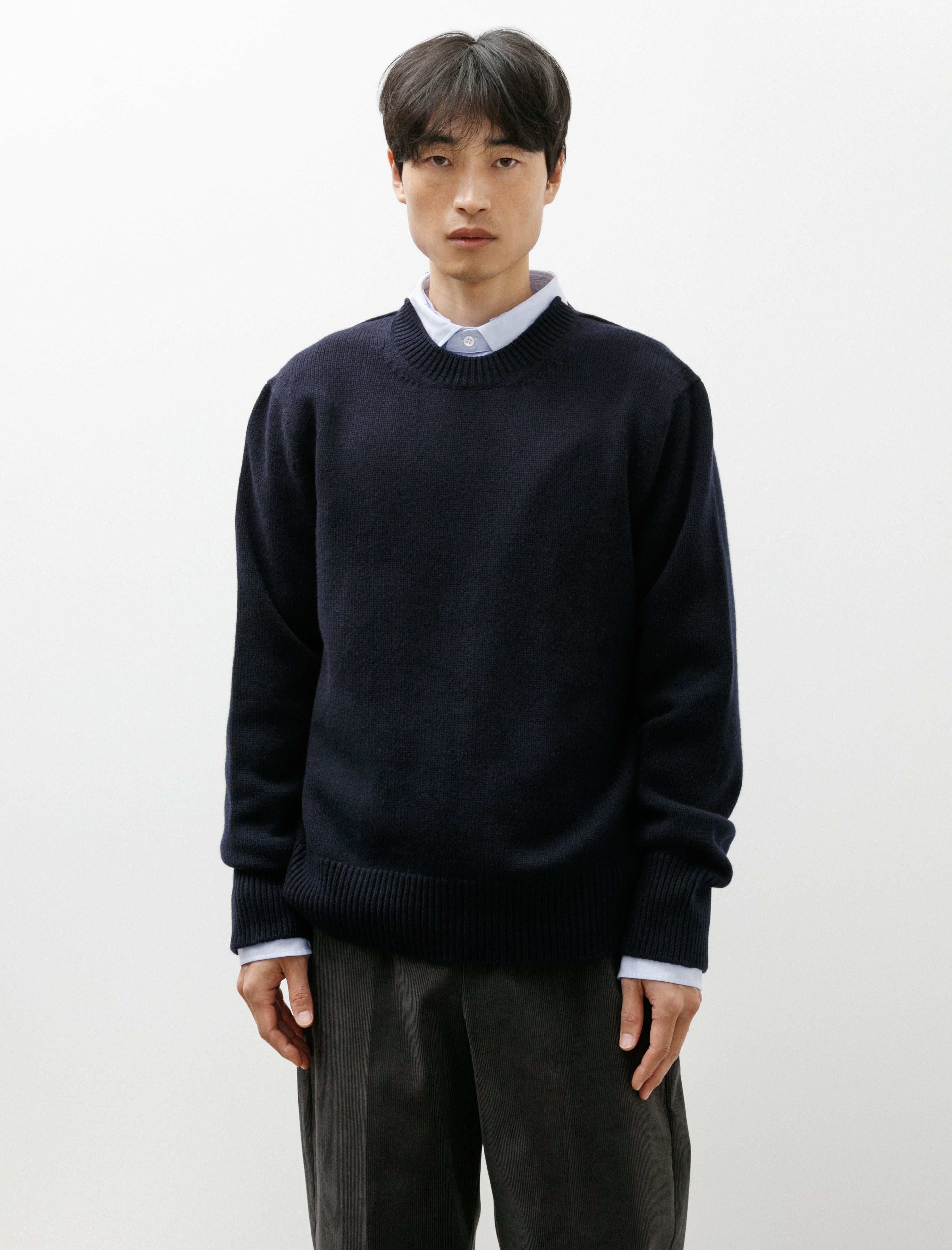 Salon C. Lundman Chunky O-Neck Wool Cashmere Navy