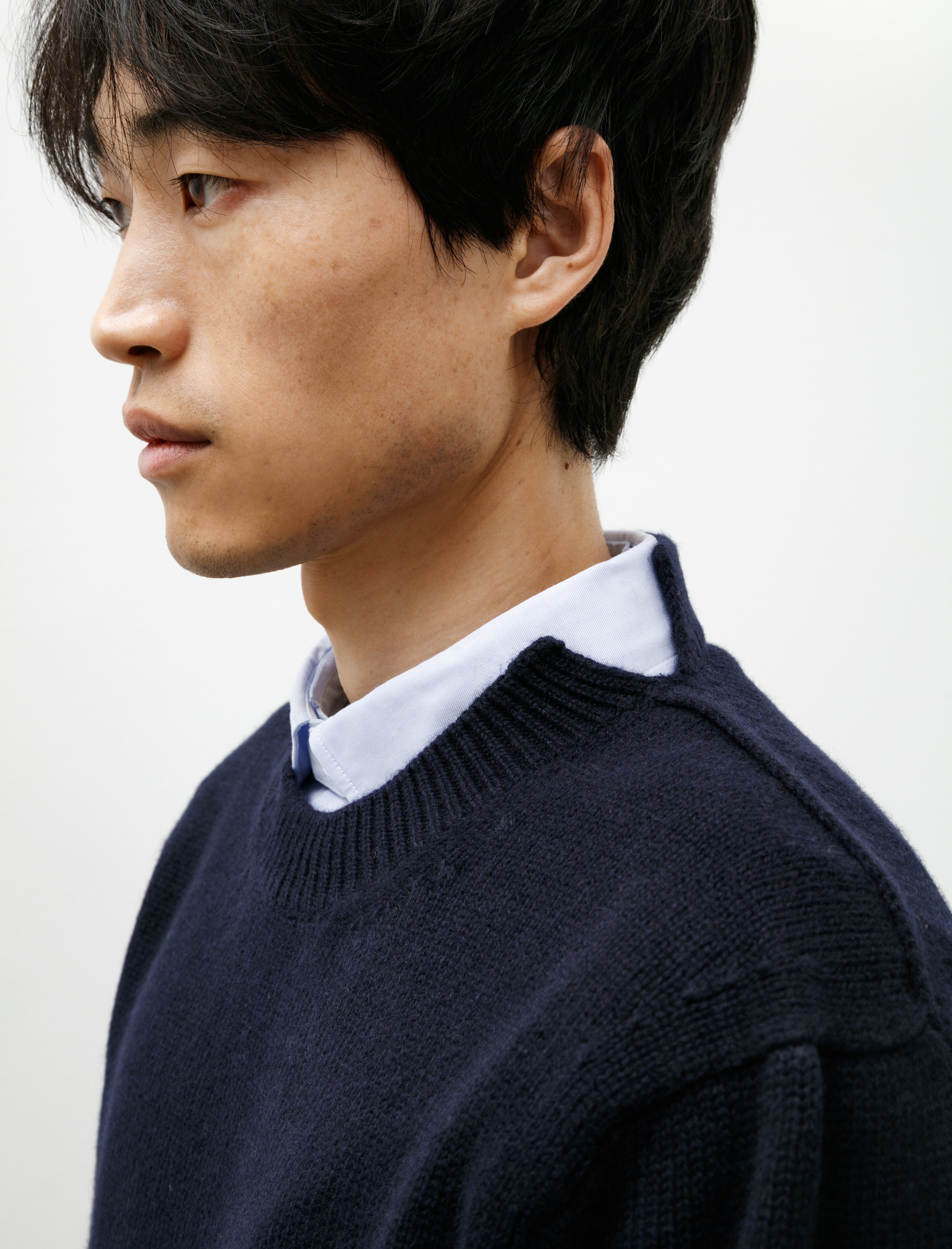 Salon C. Lundman Chunky O-Neck Wool Cashmere Navy