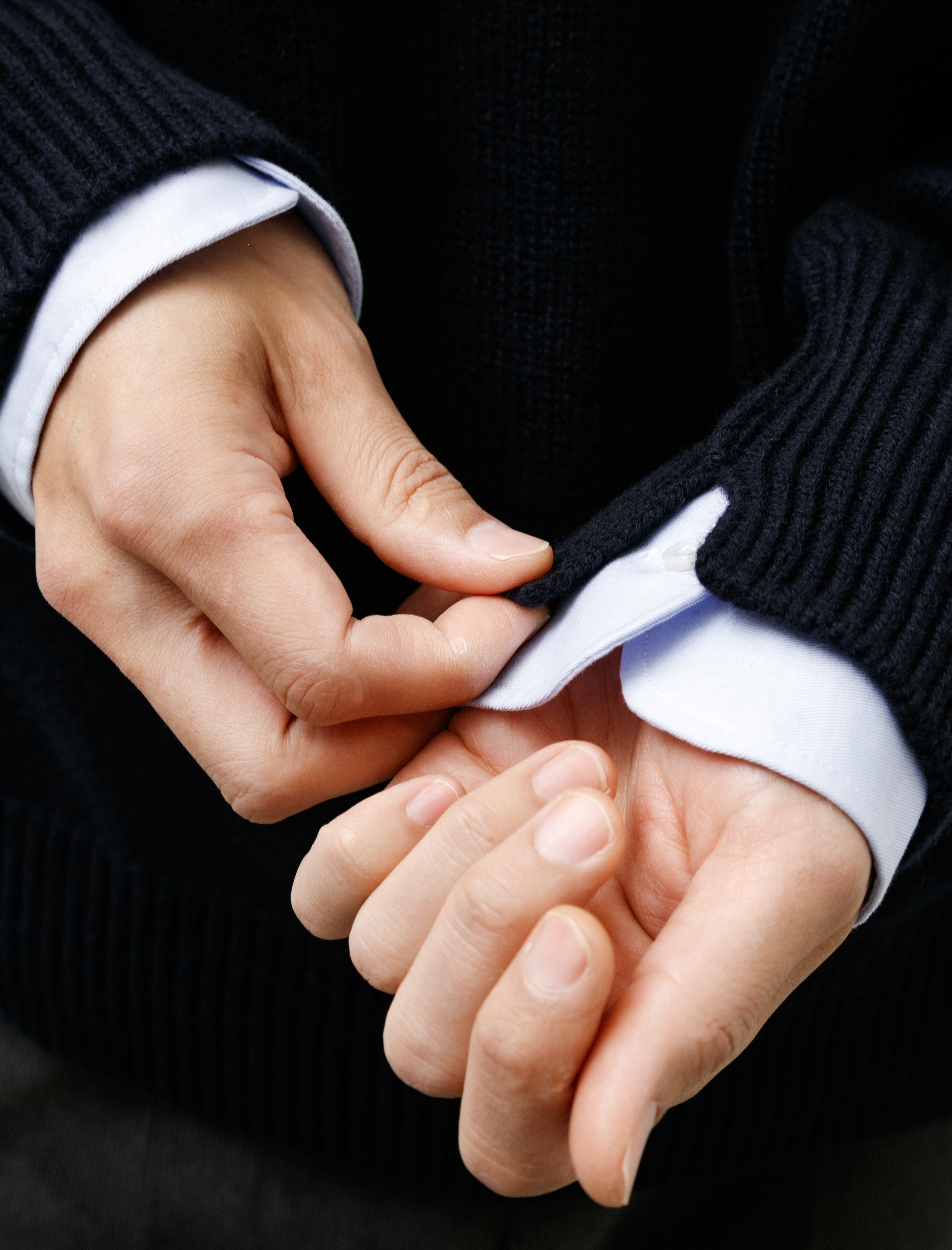 Salon C. Lundman Chunky O-Neck Wool Cashmere Navy