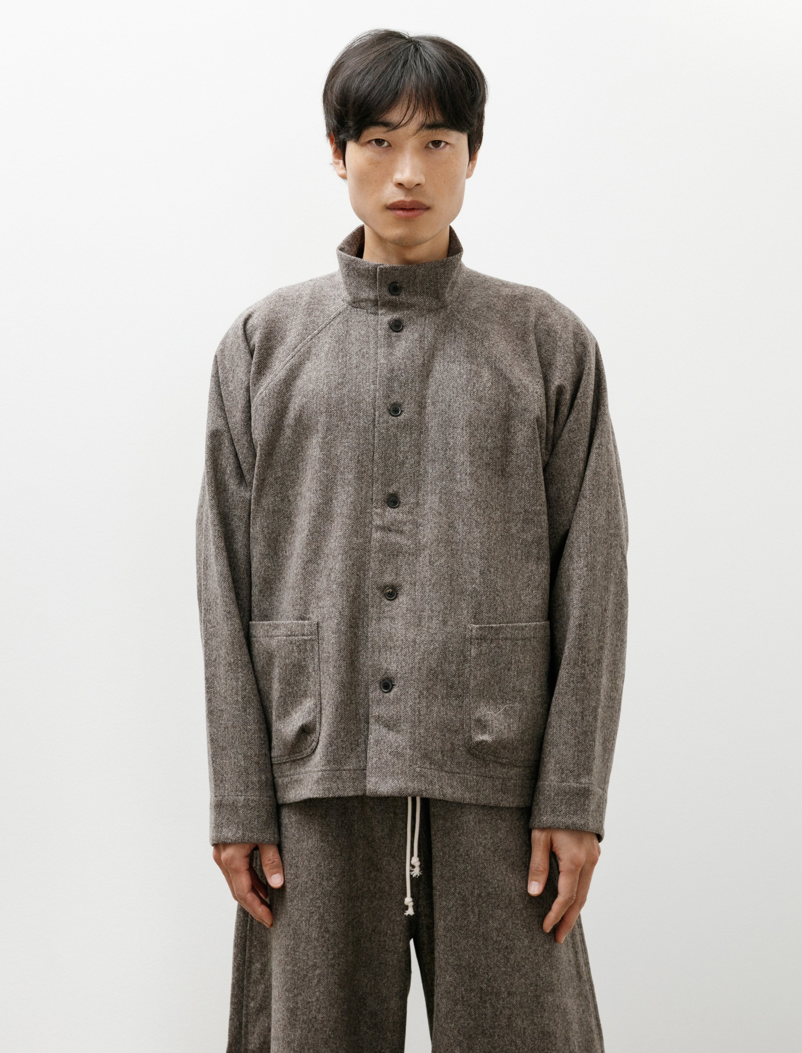 Unkruid Pickers Shirt Grey Herringbone Fine Loden