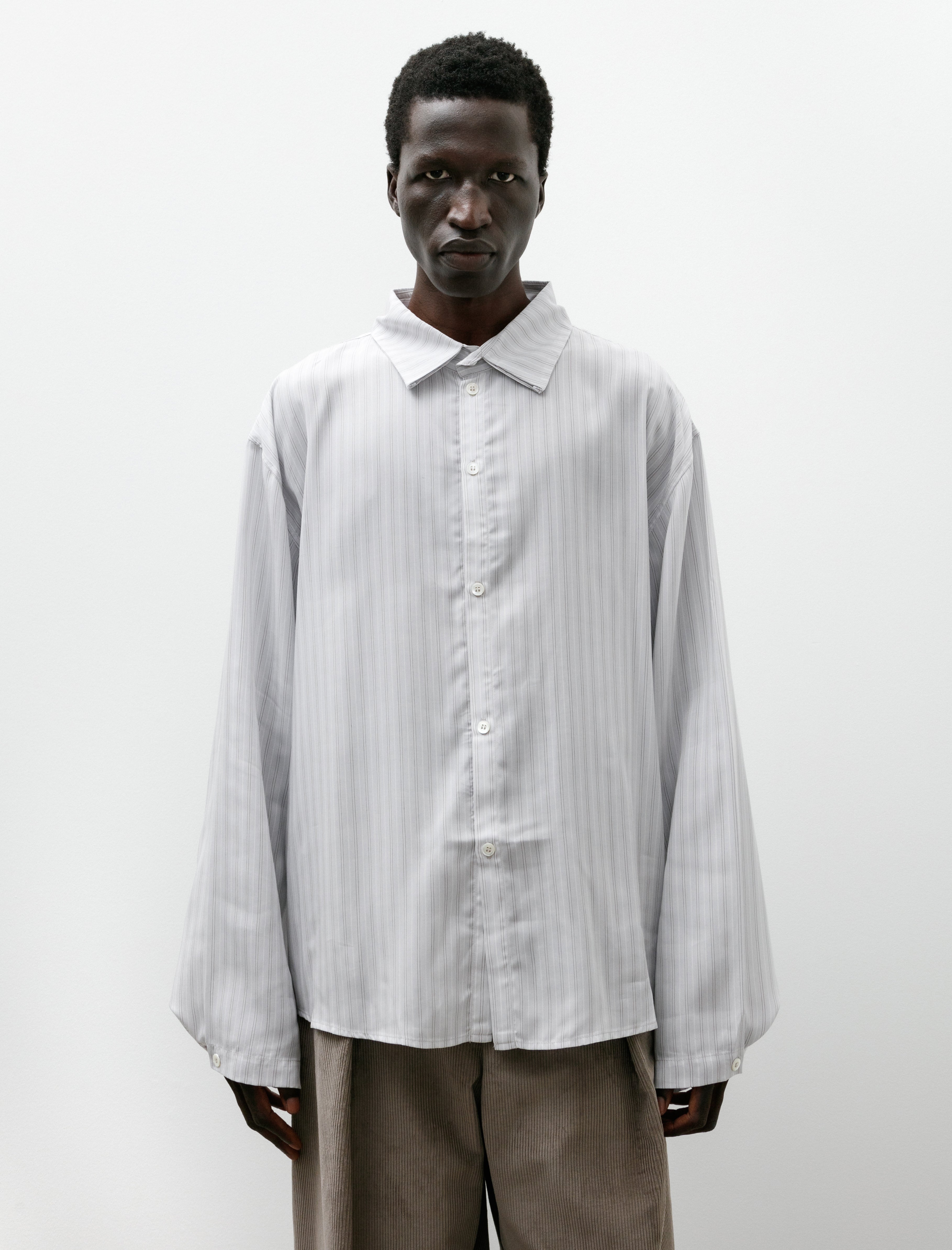 Lea Boberg LB-14-SC Shirt Tencel Dusty Red Blue Stripe