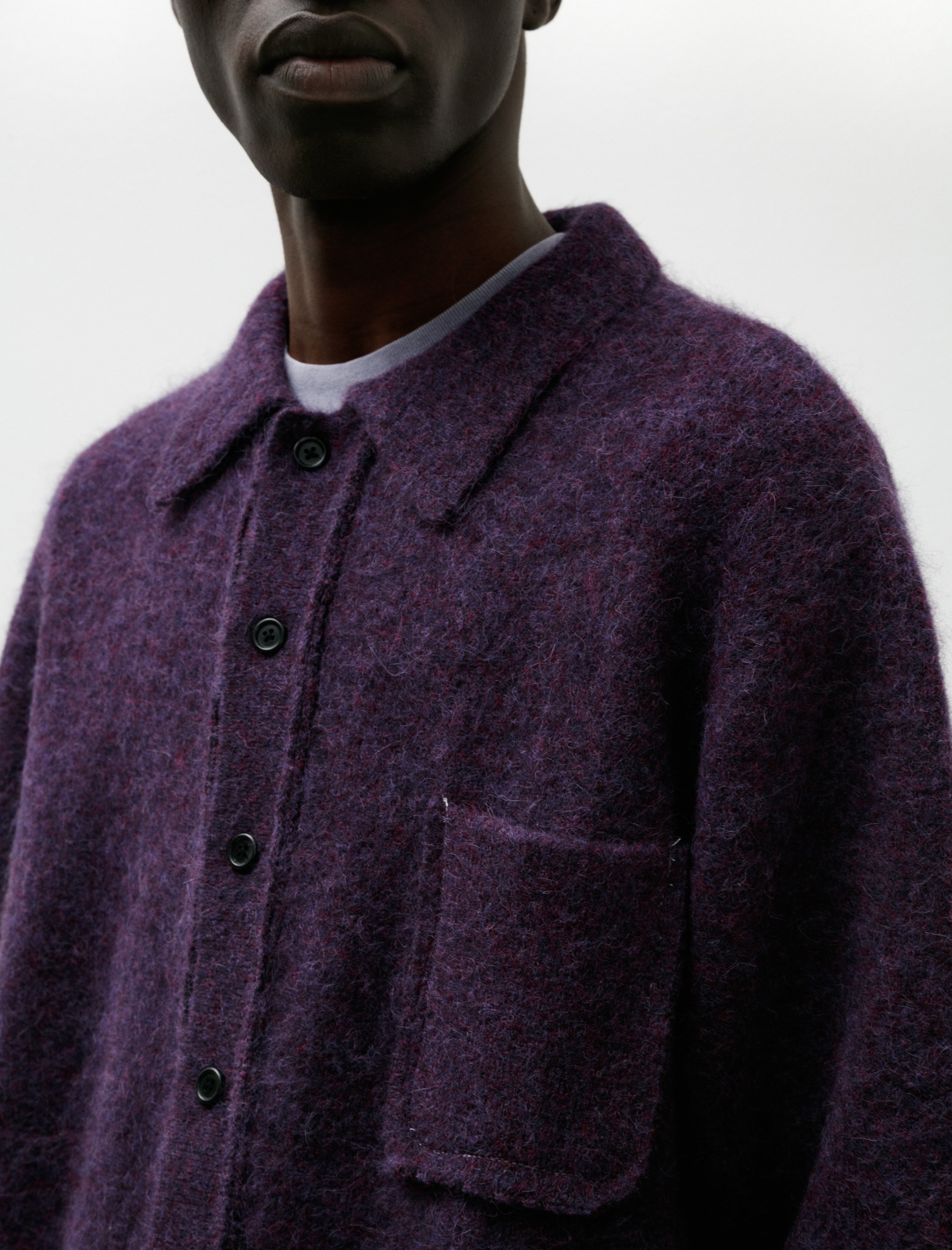 Camiel Fortgens Hairy Cardigan Alpaca Wool Purple