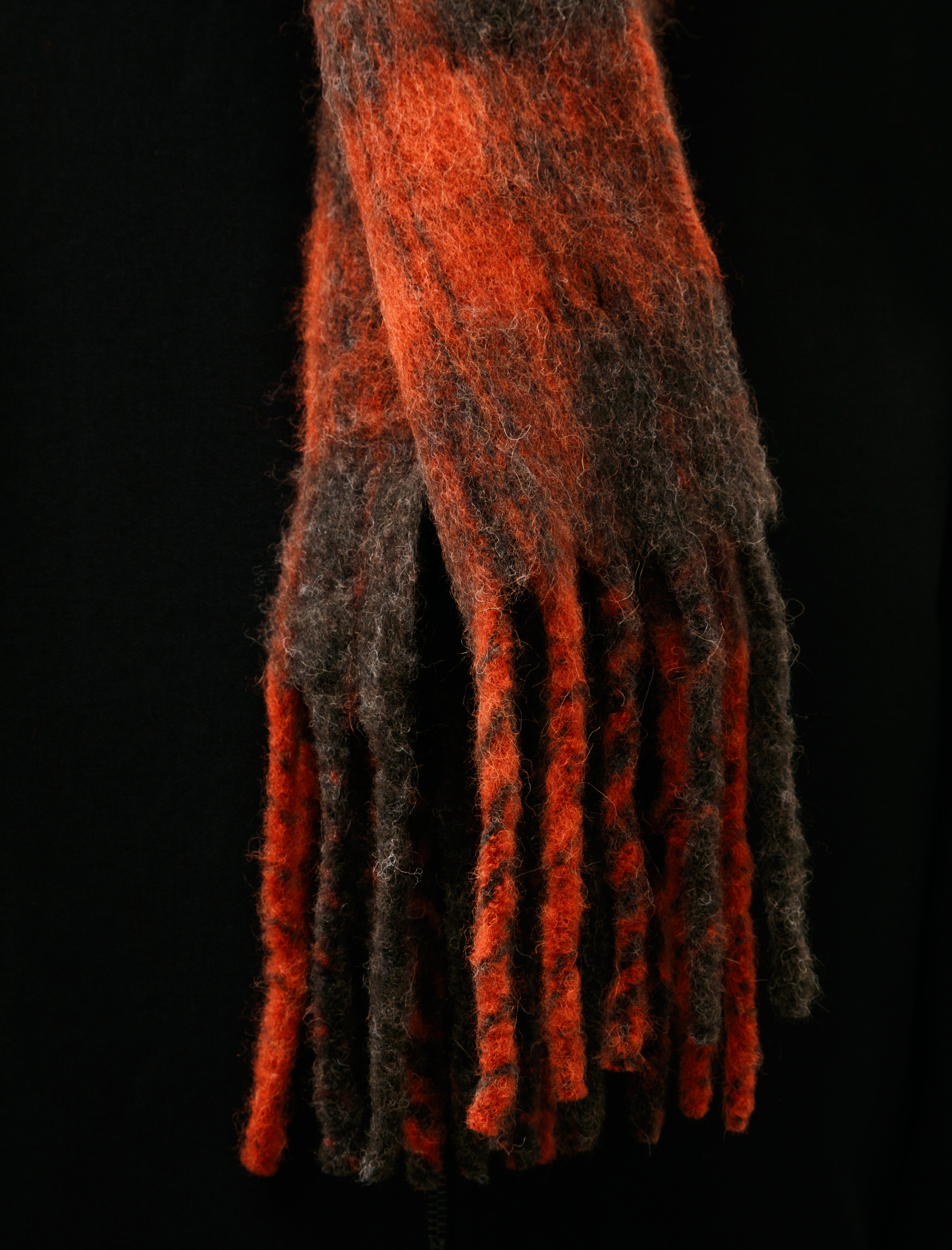 Our Legacy Estate Scarf Burnt Red Plaid Fuzzy Alpaca