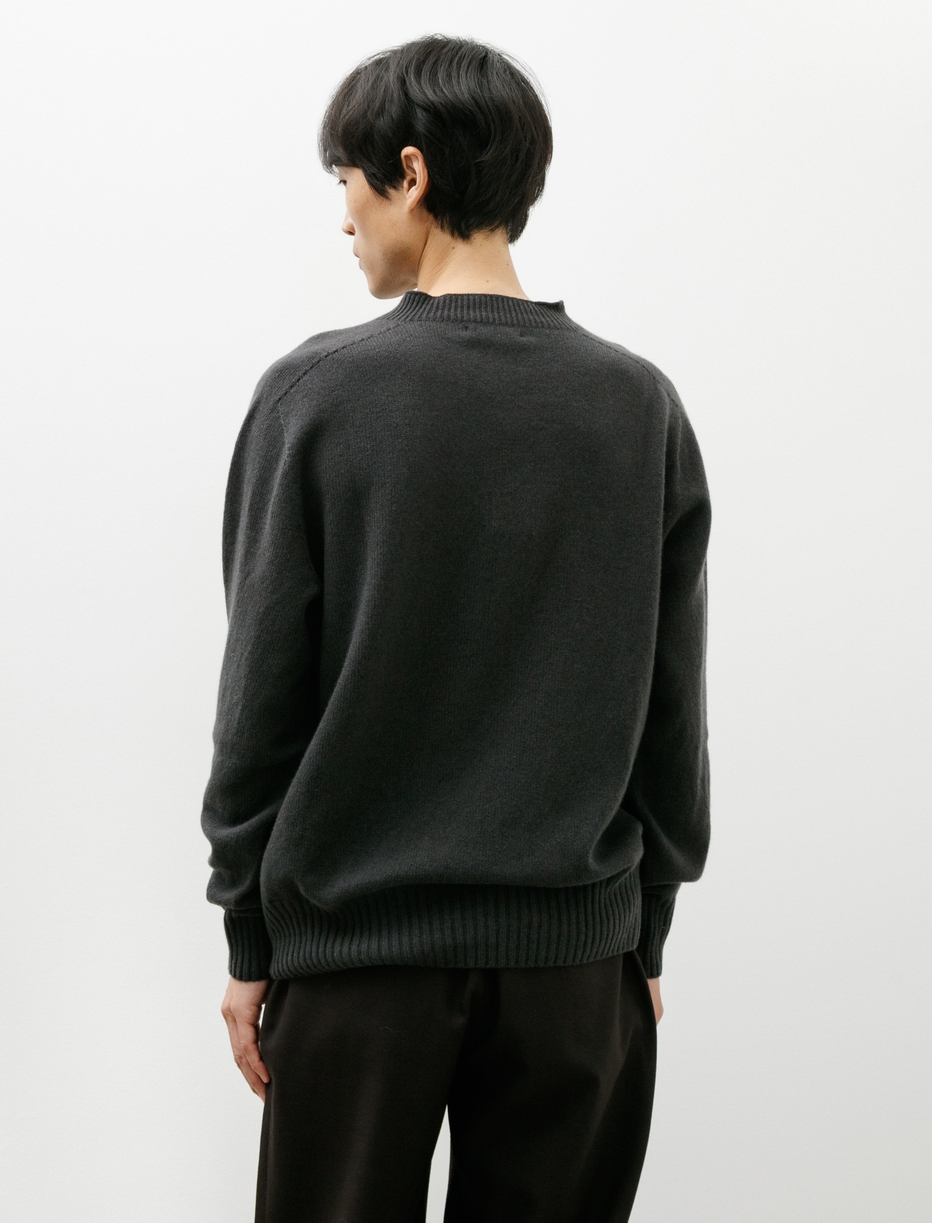 Margaret Howell Seamless Crew Neck Merino Cashmere Asphalt