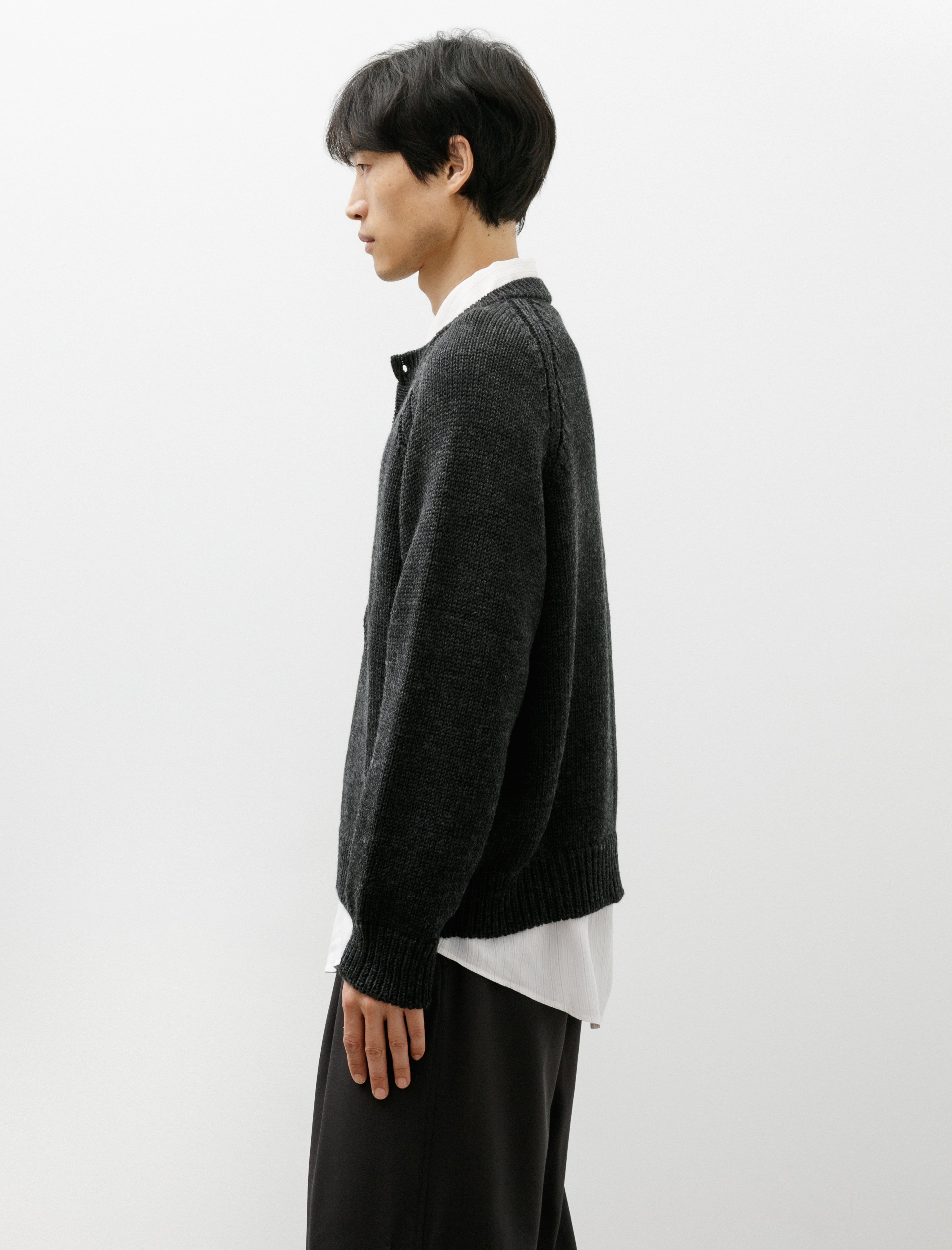 Our Legacy Shore Henley Charcoal Dry Merino Wool