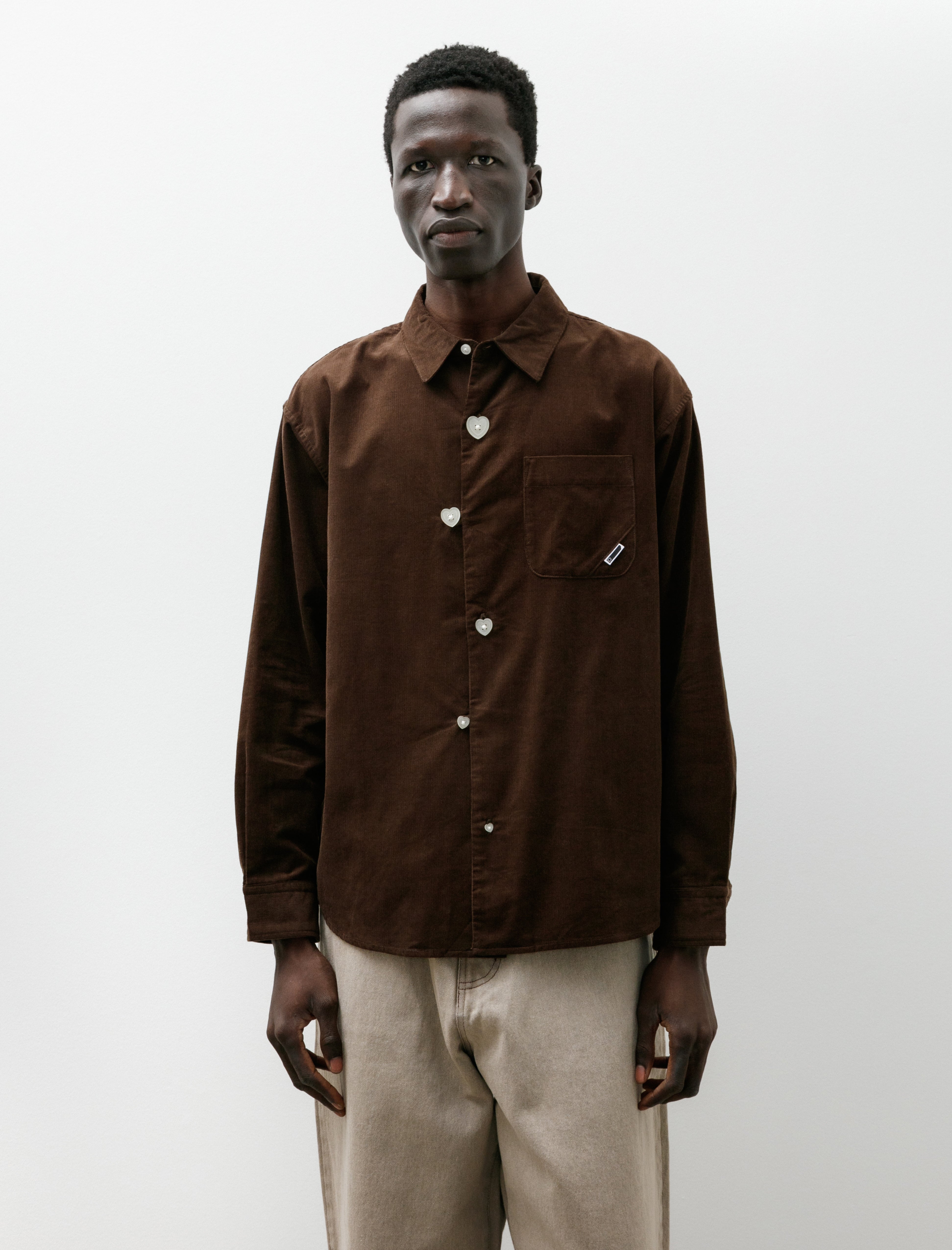 Phingerin Floating Heart Cord Shirt Brown