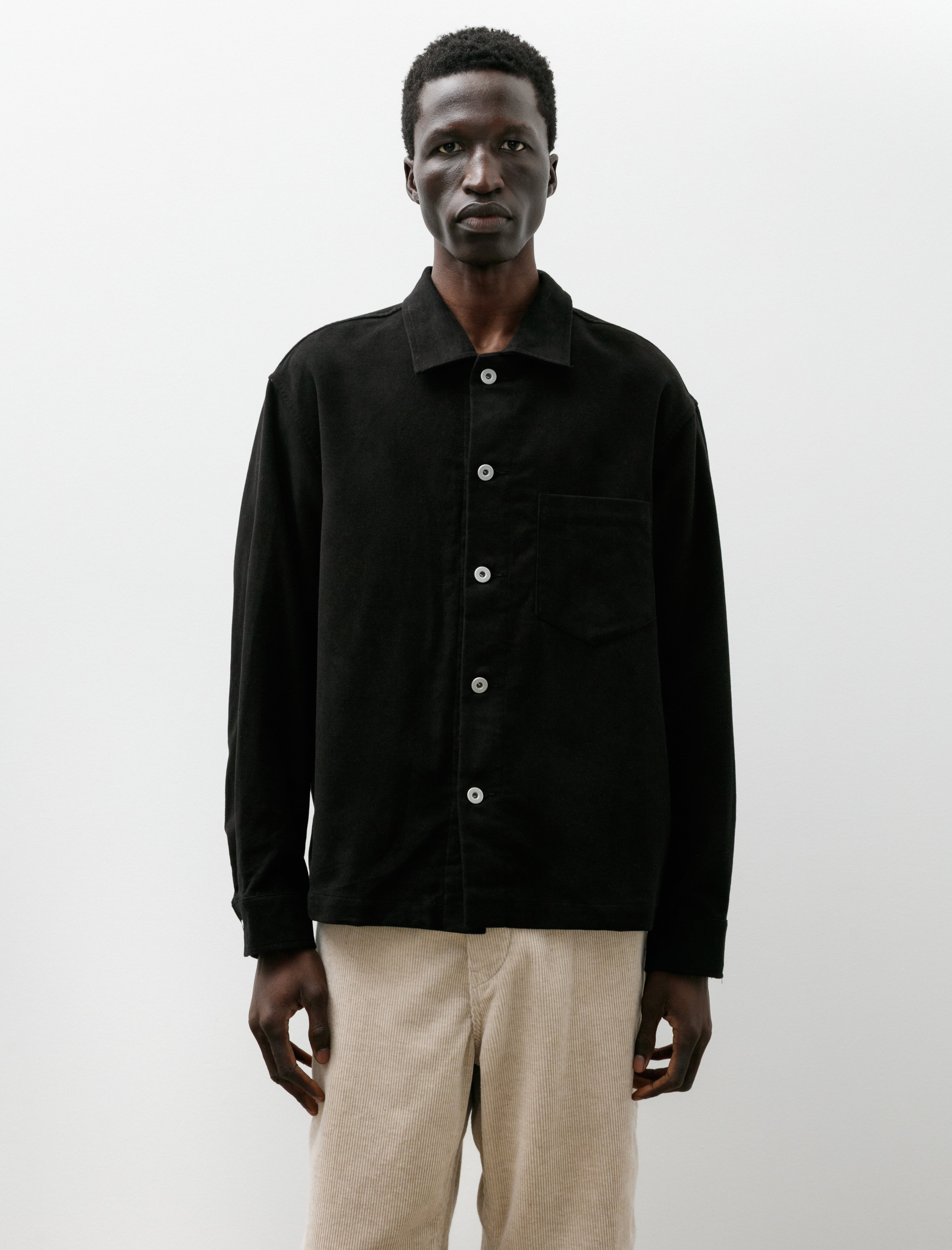 James Coward Travail Shirt Cotton Moleskin Black