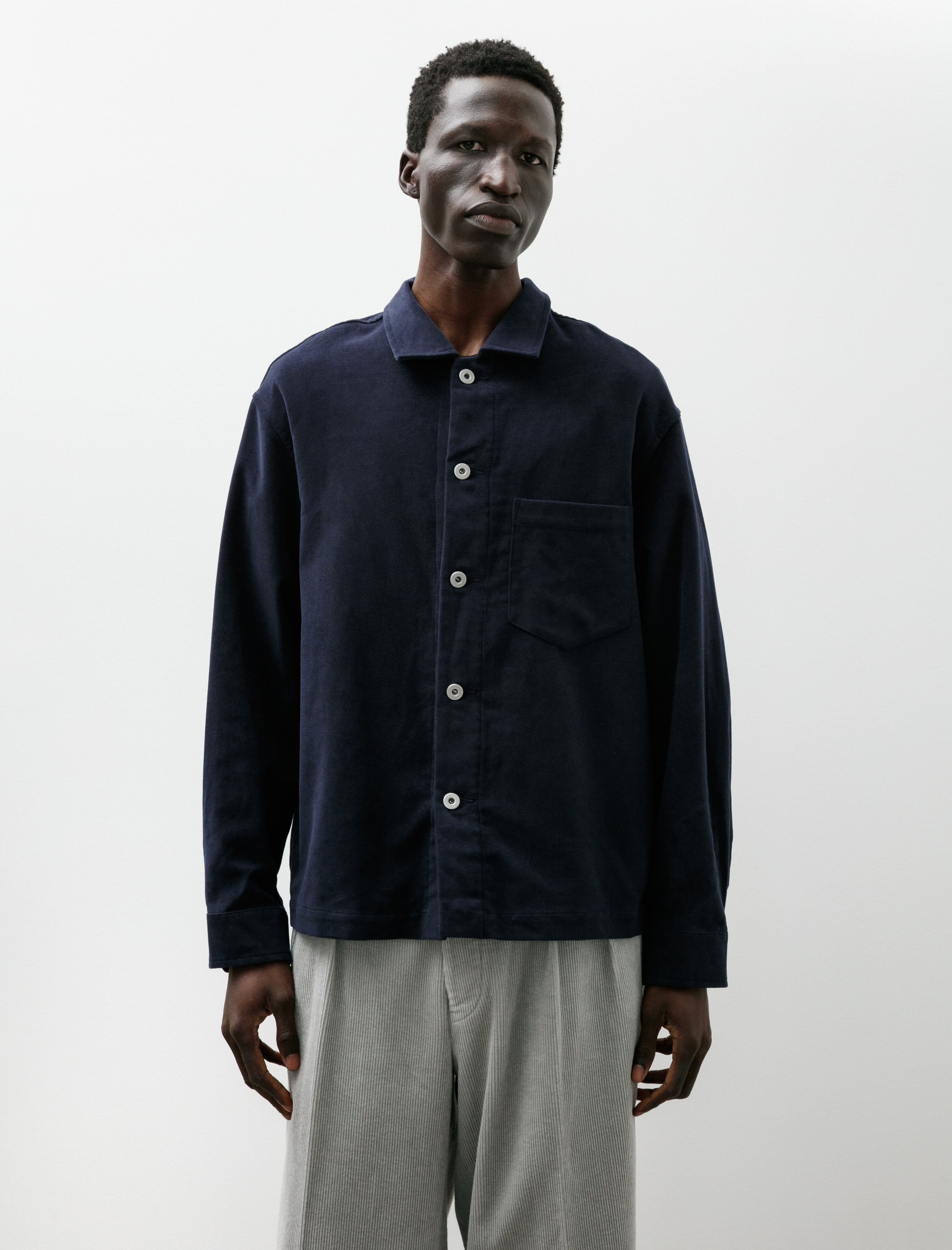 James Coward Travail Shirt Cotton Moleskin Navy