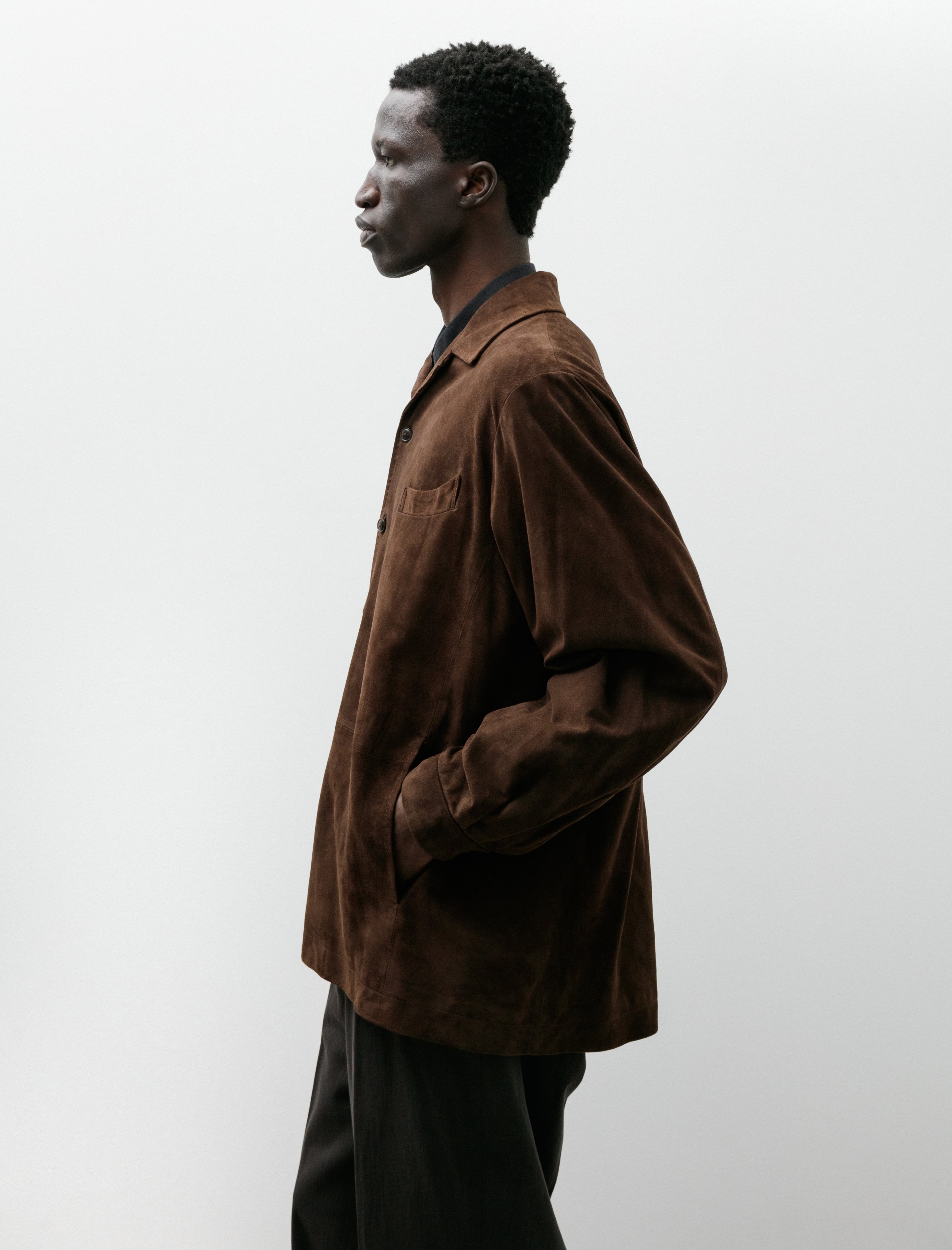 Maatee & Sons Suede Shirt Jacket Brown