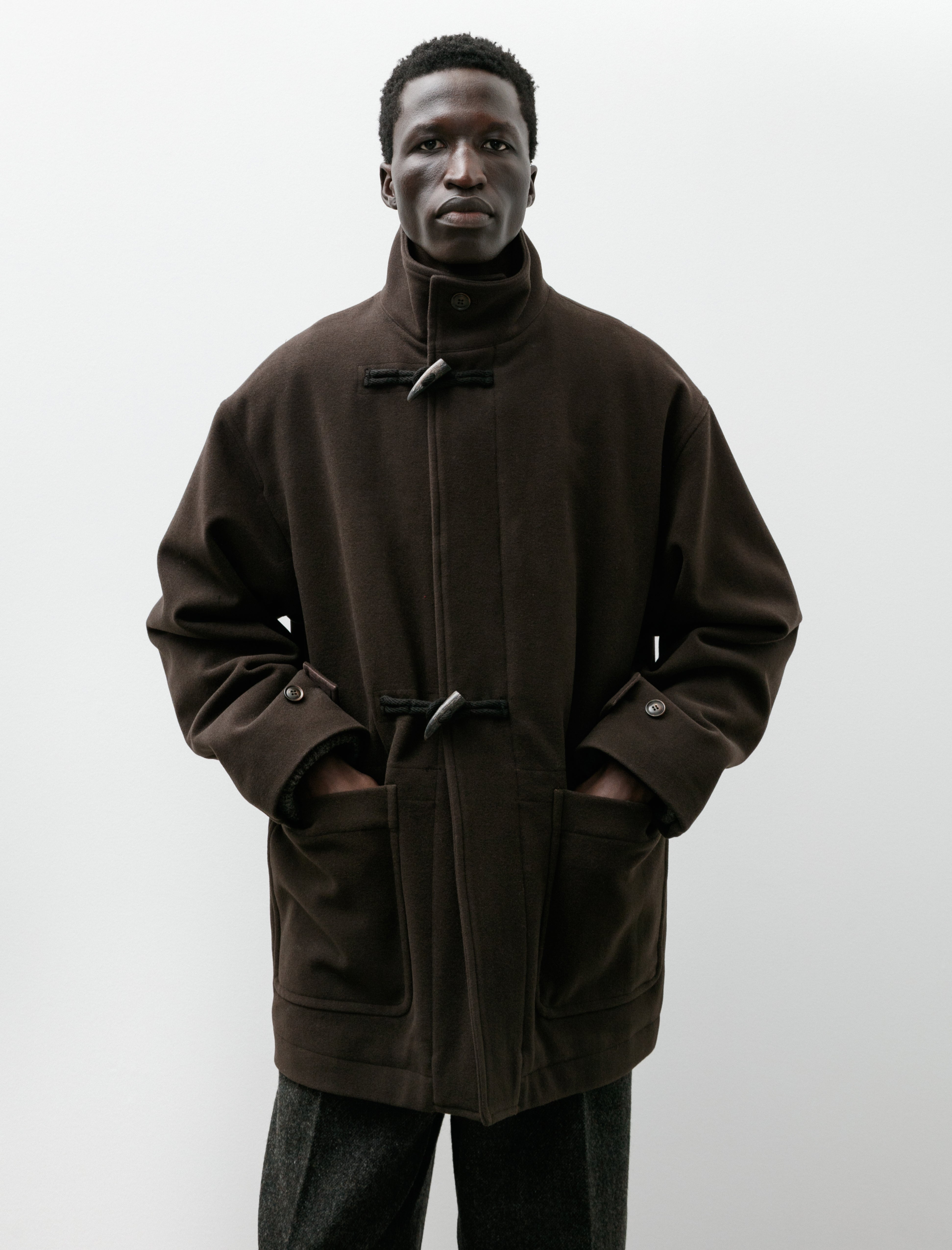 Ernie Palo Melton Half Duffle Coat Brown