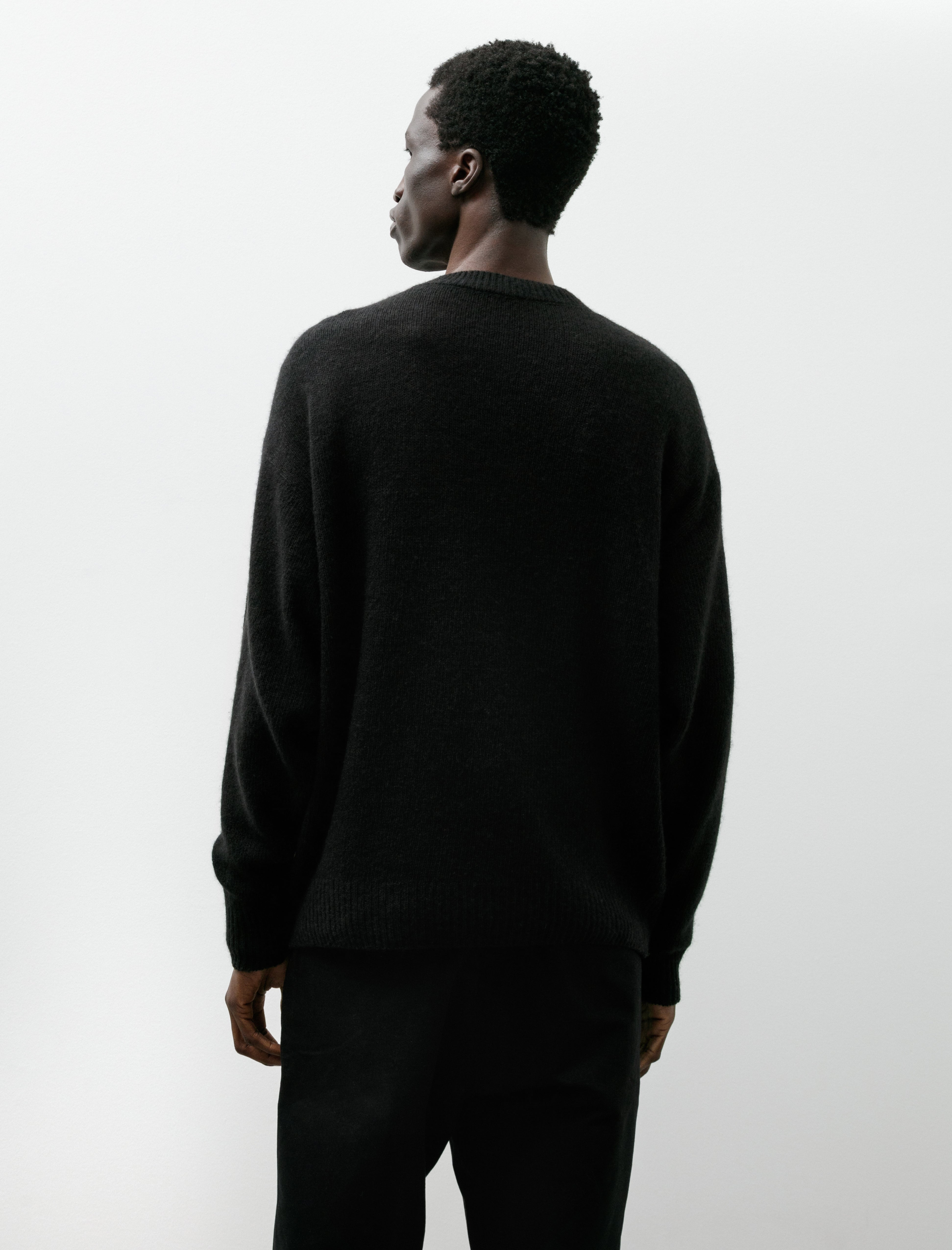 Comoli Cashmere Garment Dyed Crewneck Knit Black