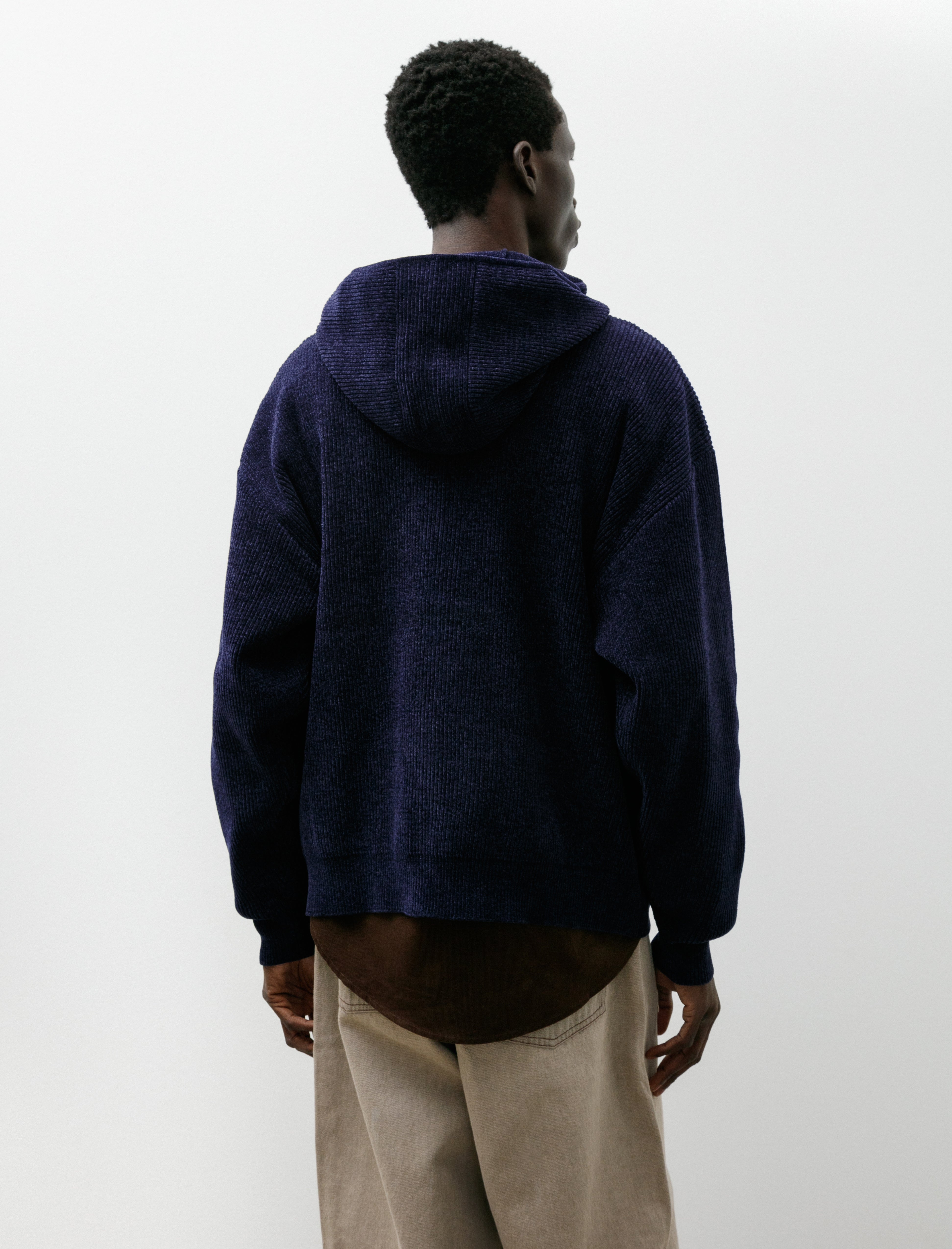 Phingerin Cordy Knit Zip Hoodie Navy