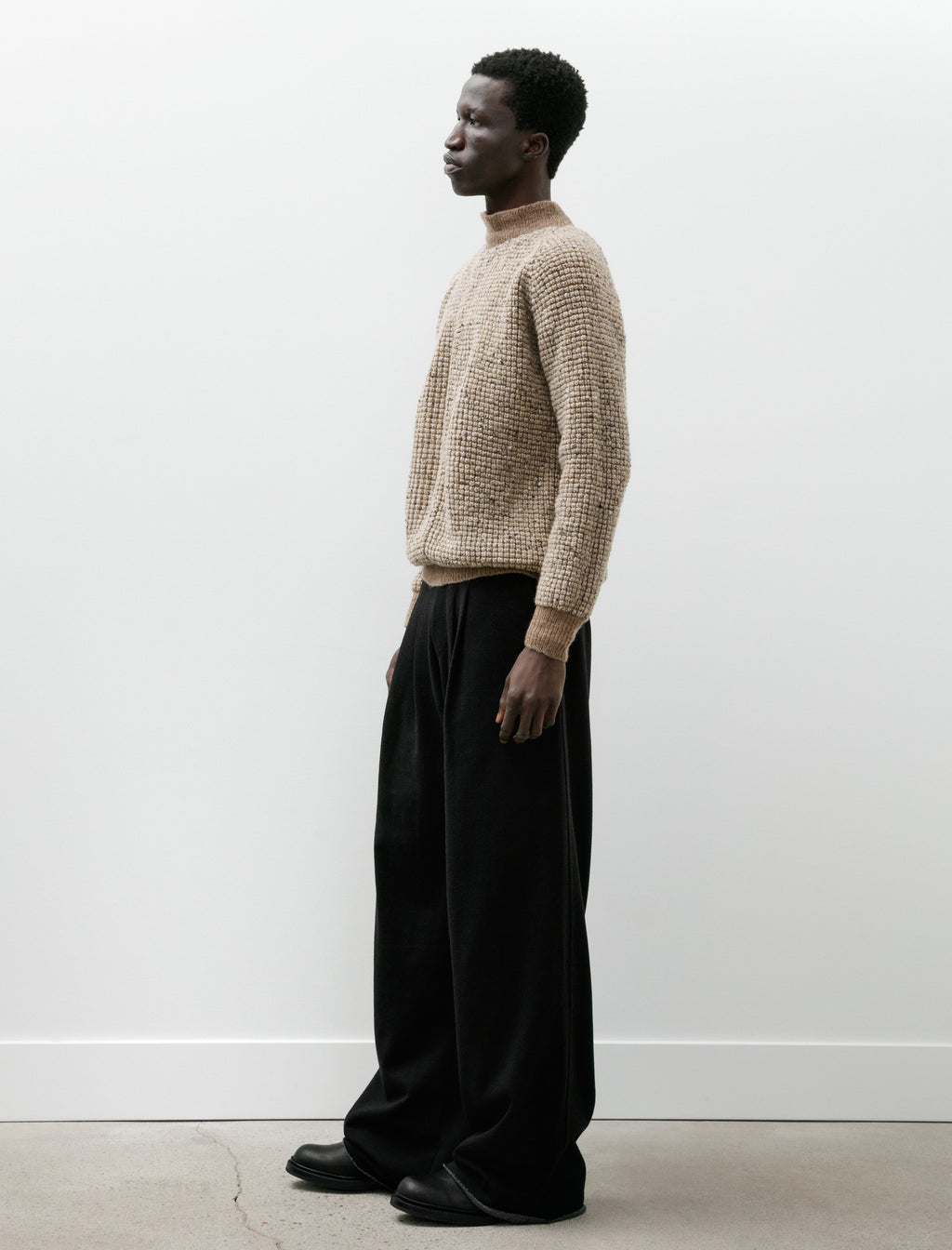 Cecile Tulkens Wide Pleat Trousers Loopback Black Grey – Neighbour