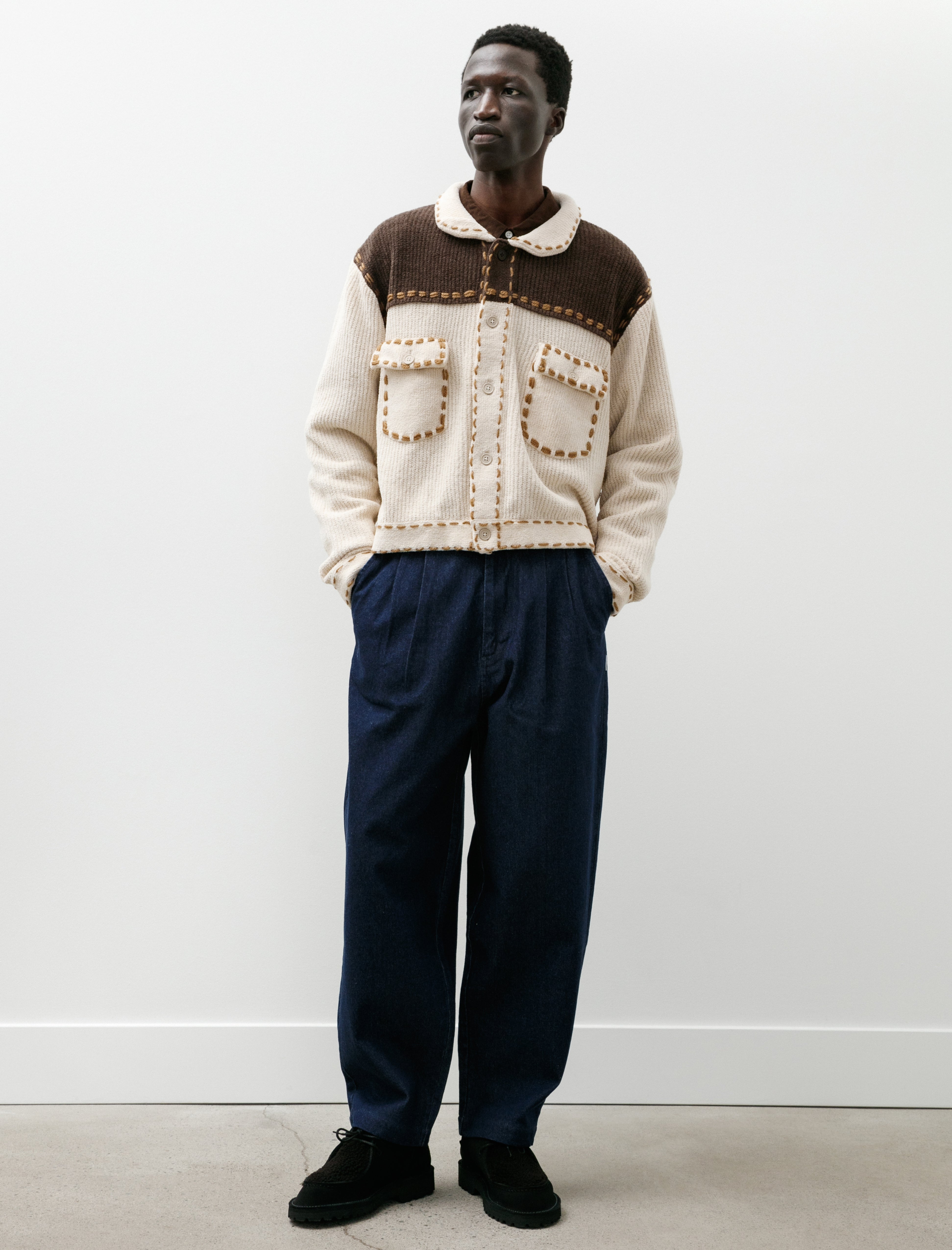 Phingerin Denim Pleats Plants Navy