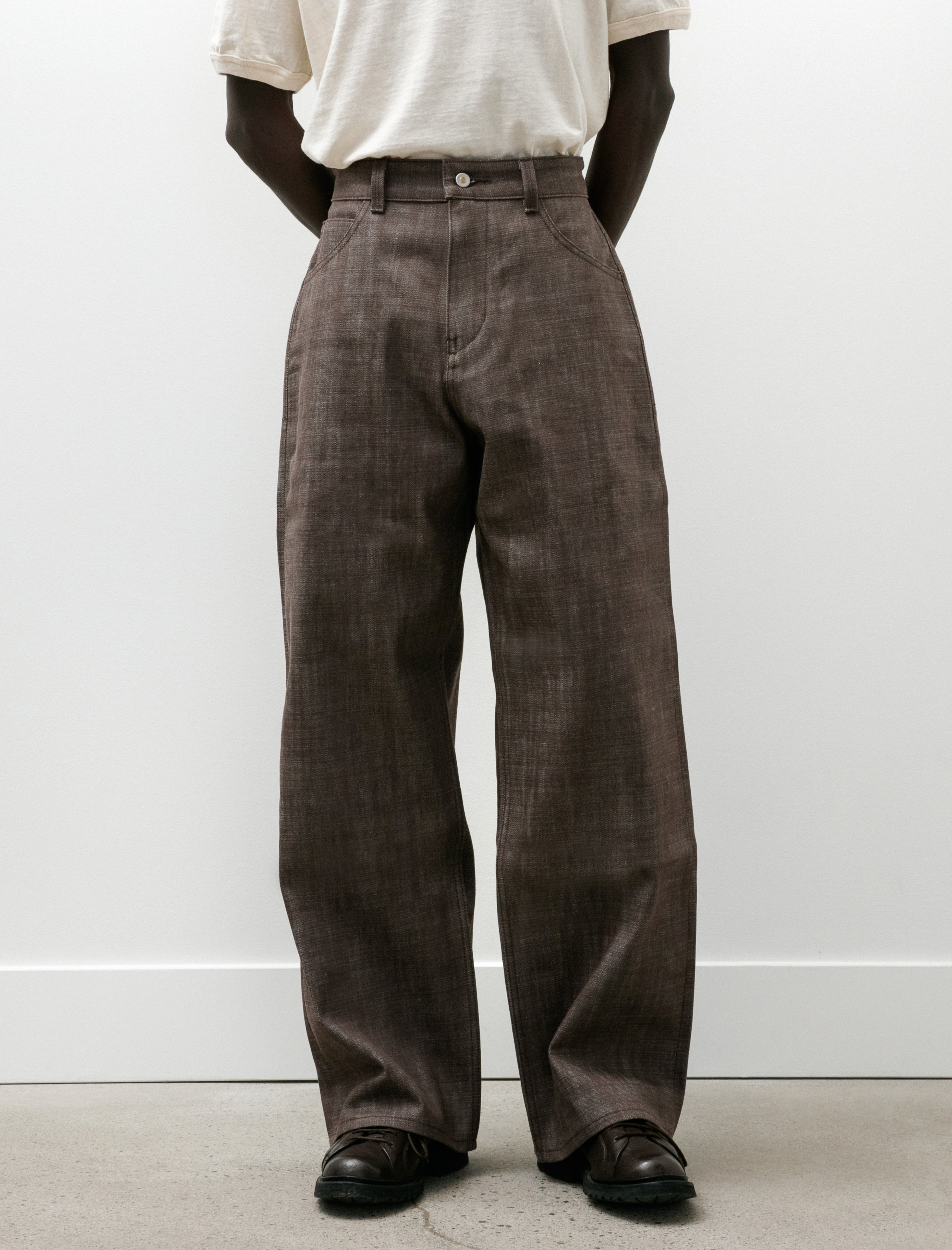 Alterior Wide Denim Selvedge Trouser Brown