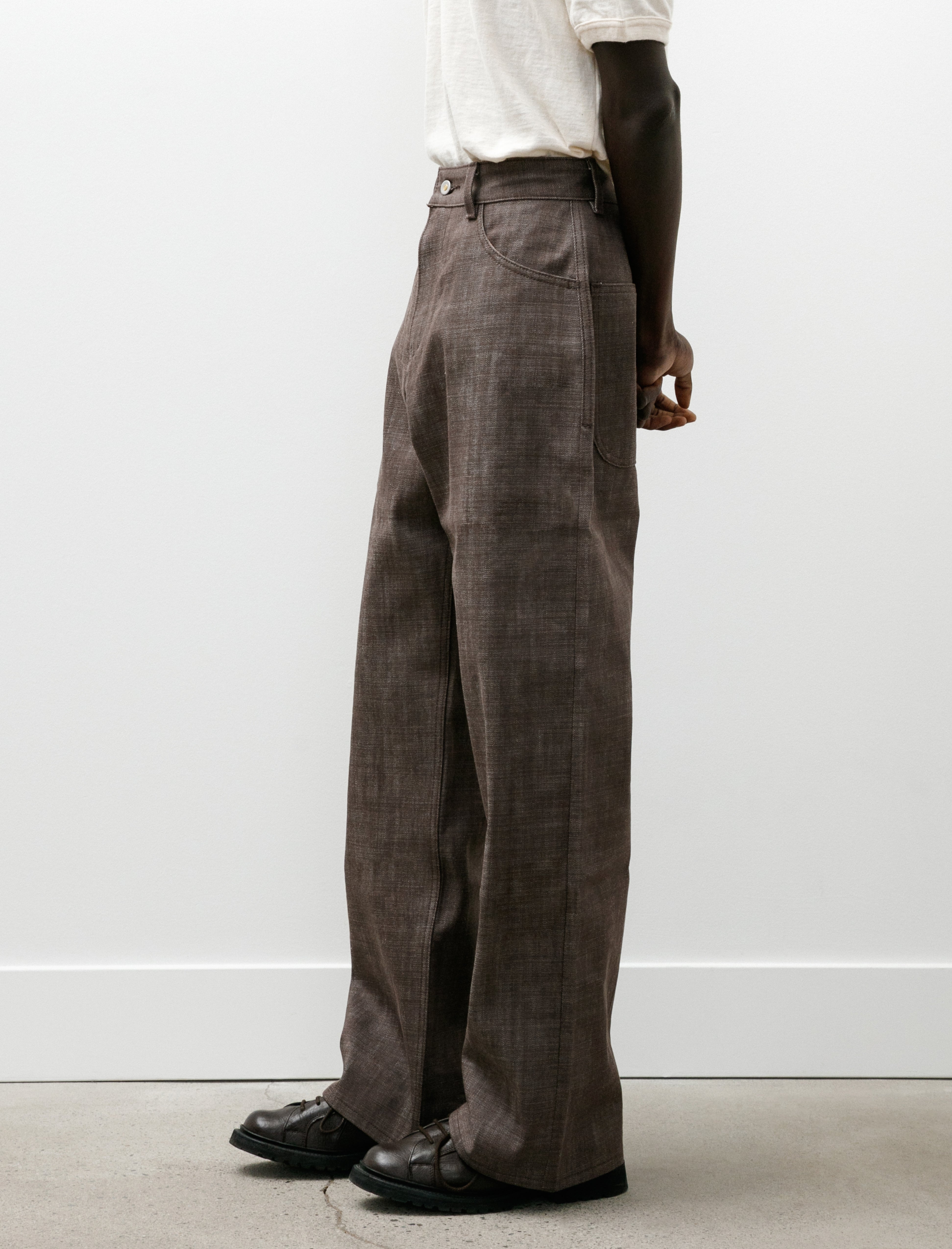 Alterior Wide Denim Selvedge Trouser Brown