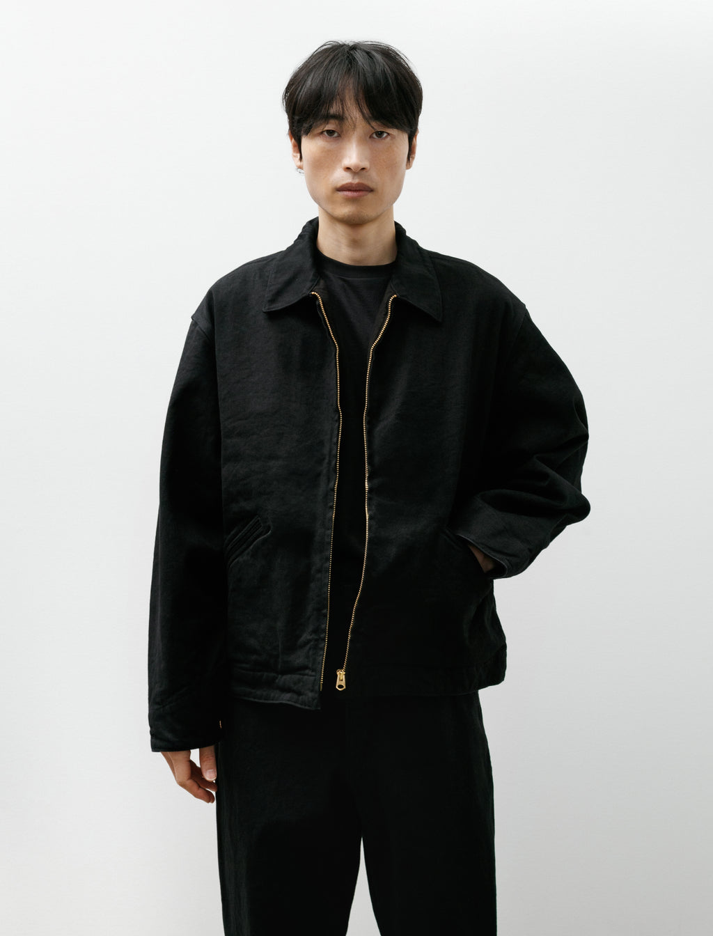 Comoli Black Denim Zip Short Jacket – Neighbour