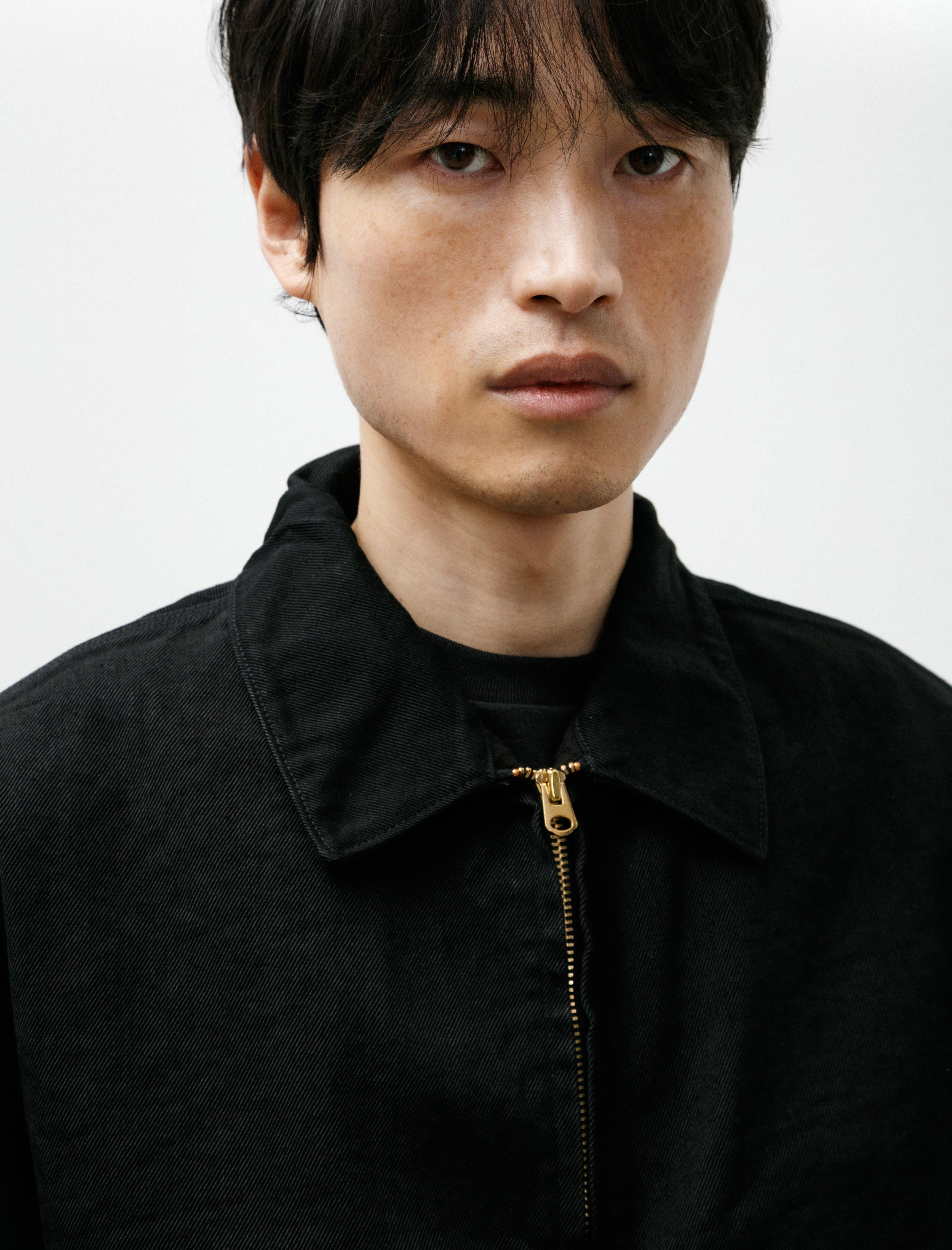 Comoli Black Denim Zip Short Jacket