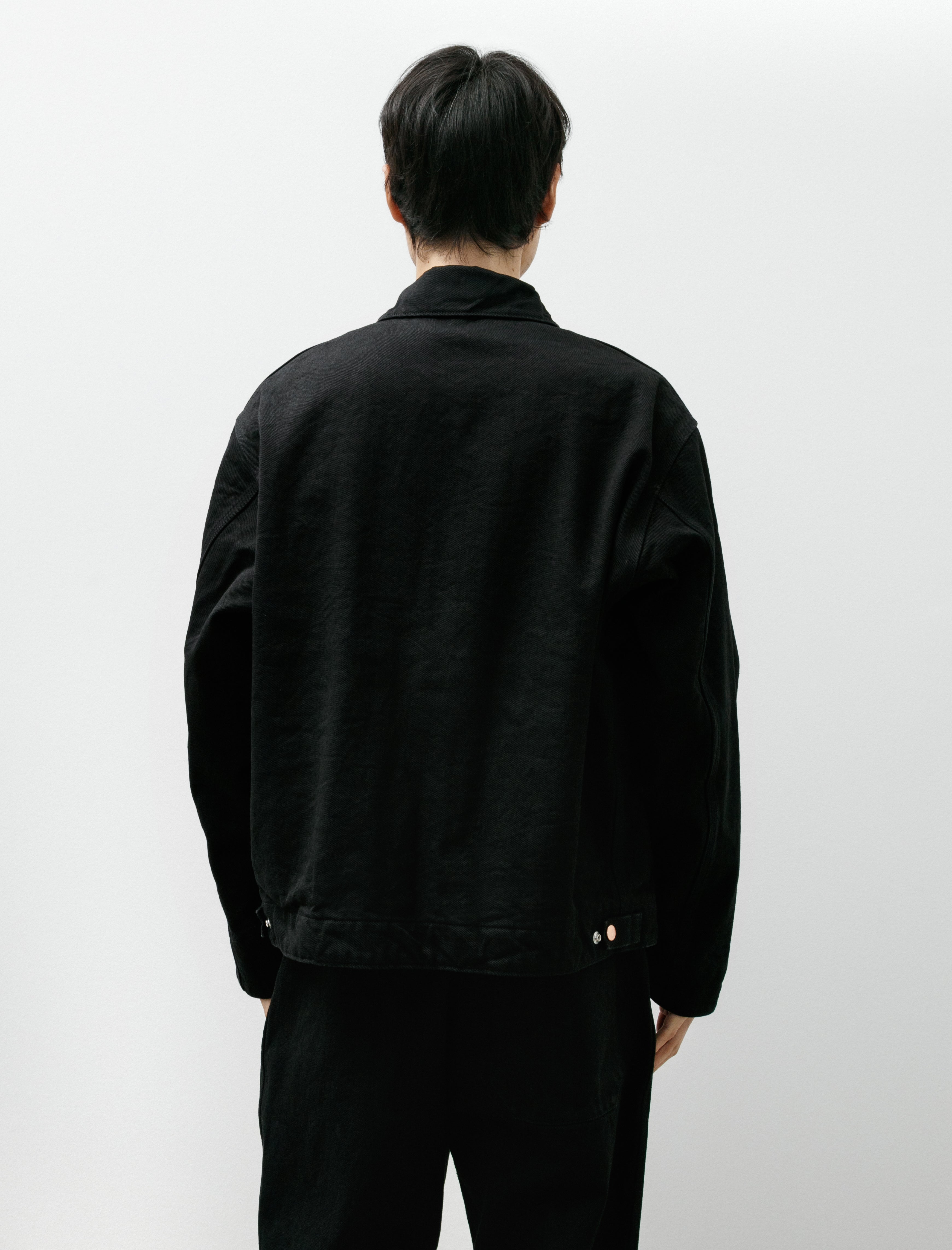 Comoli Black Denim Zip Short Jacket