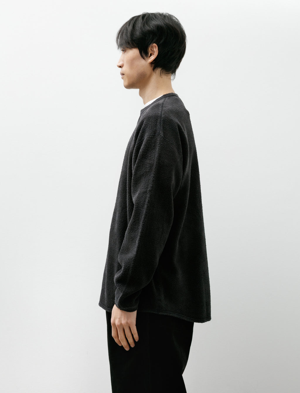 Comoli Fleece Crew Neck Fade Black – Neighbour Comoli Fleece Crew Neck Fade Black – Neighbour