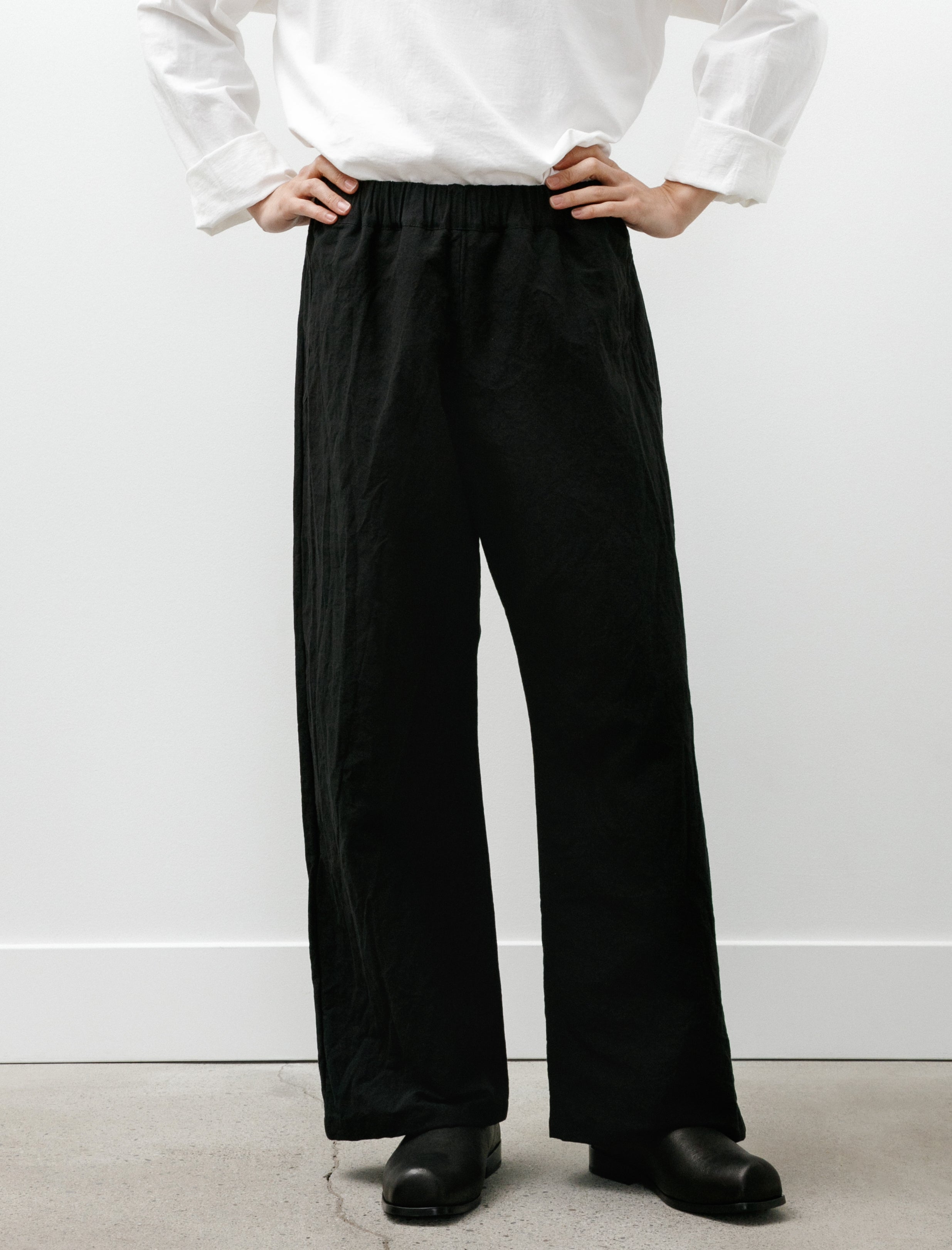 MAN-TLE R20 Pants-5 Solid Pants Black Linen