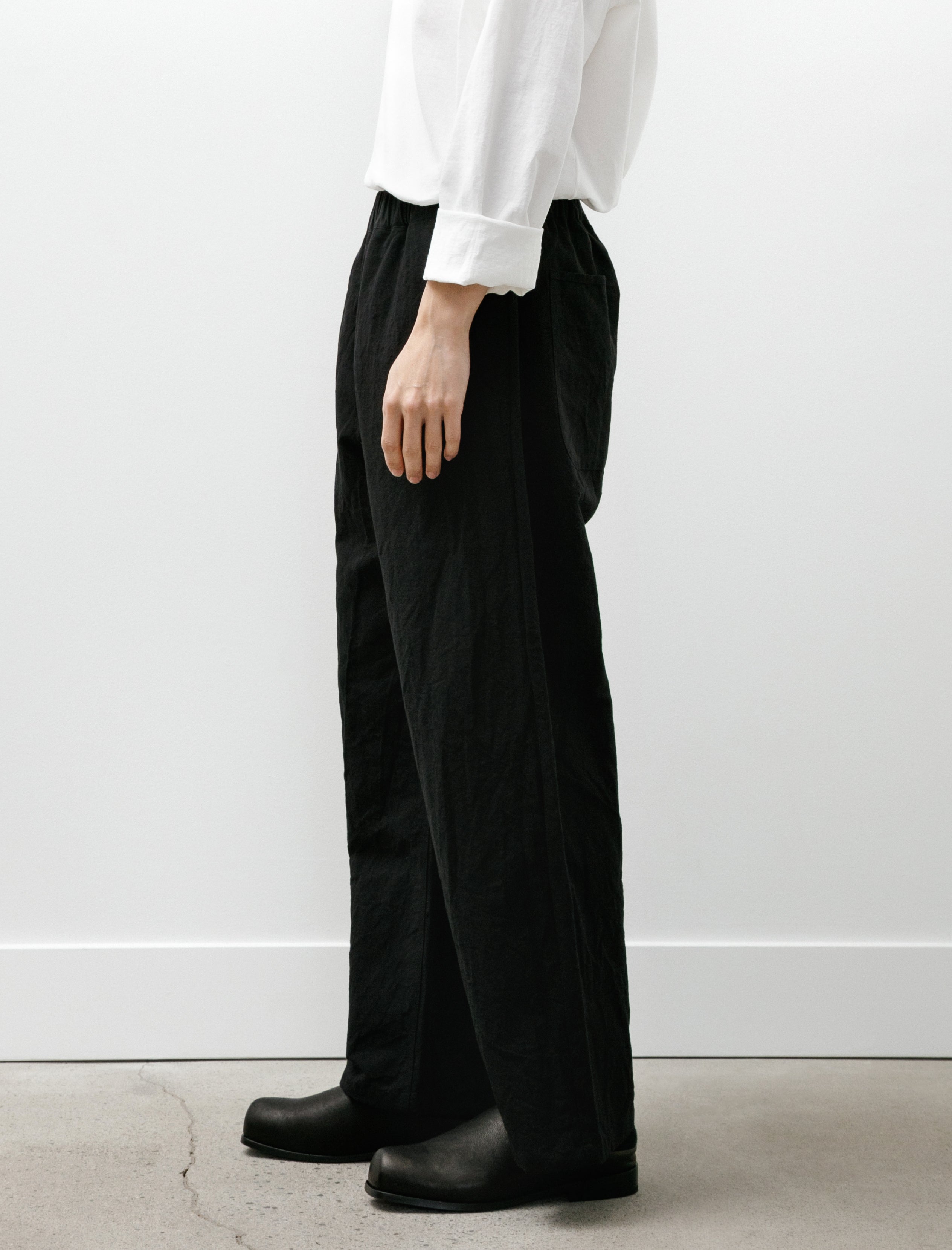 MAN-TLE R20 Pants-5 Solid Pants Black Linen