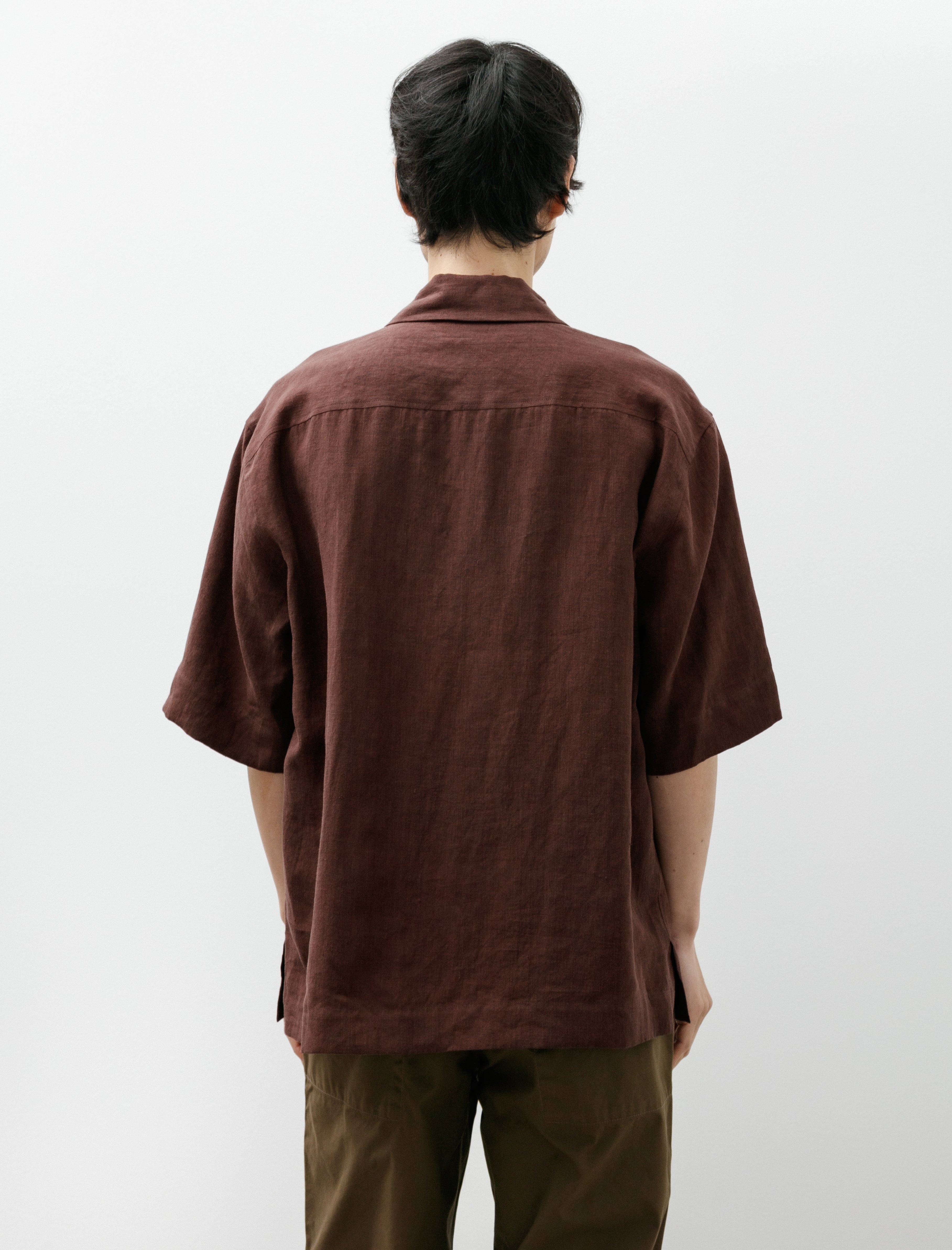 Margaret Howell Revere Collar Shirt Soft Linen Poplin Mahogany