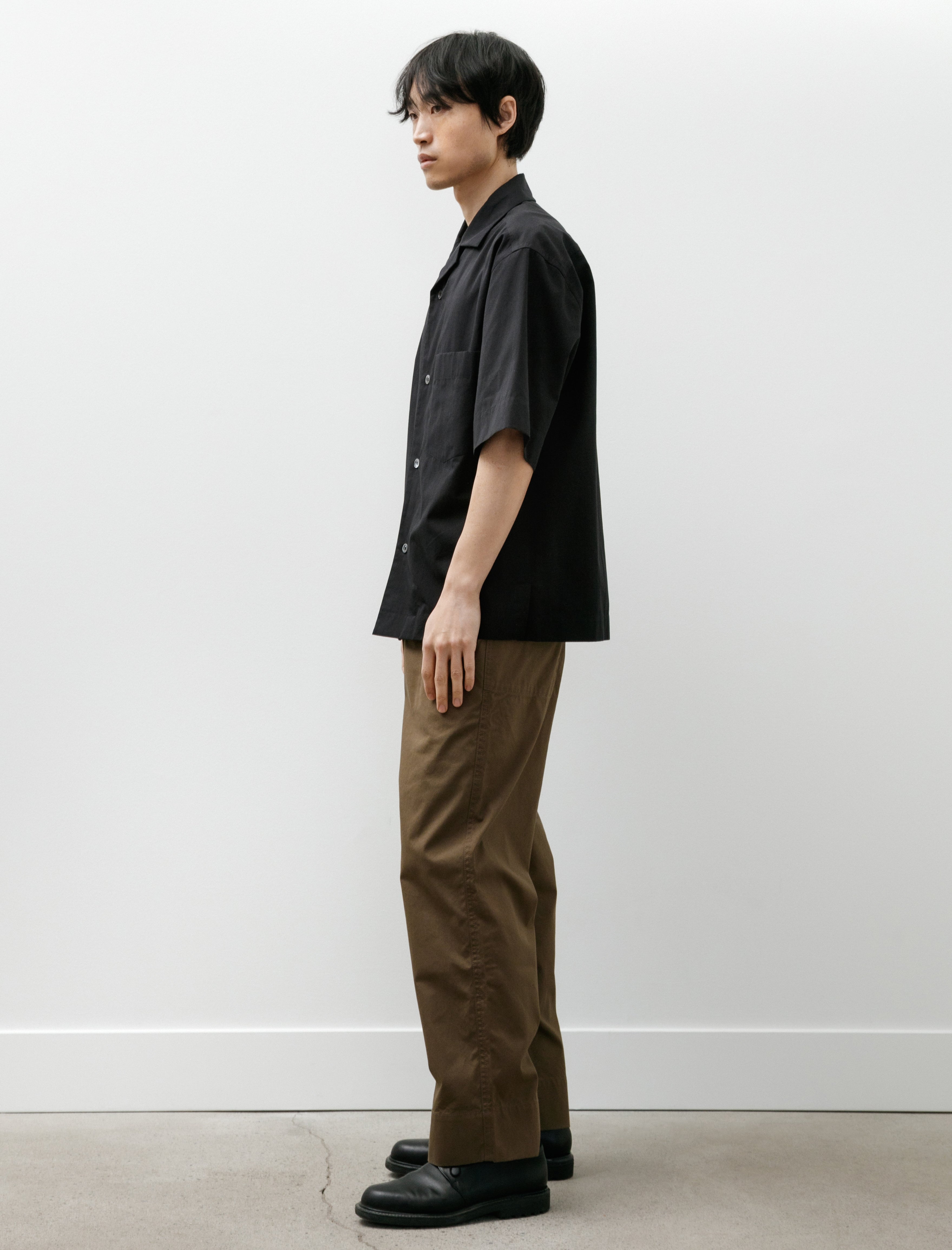 Margaret Howell Revere Collar Shirt Cotton Blend Shirting Black