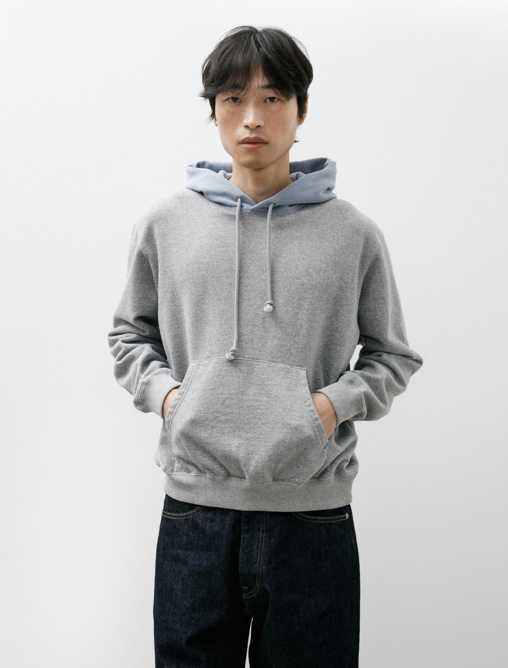 Auralee Smooth Soft BD Sweat P/O Parka Top Grey Dusty Blue – Neighbour